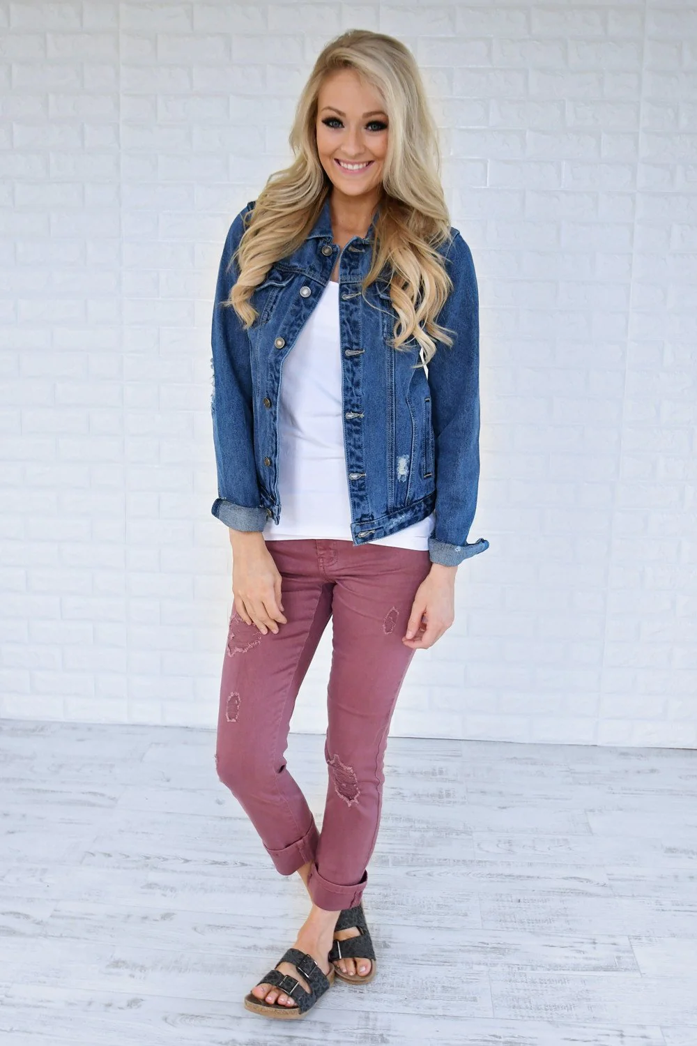Distressed Medium Wash Denim Jacket - Image 3