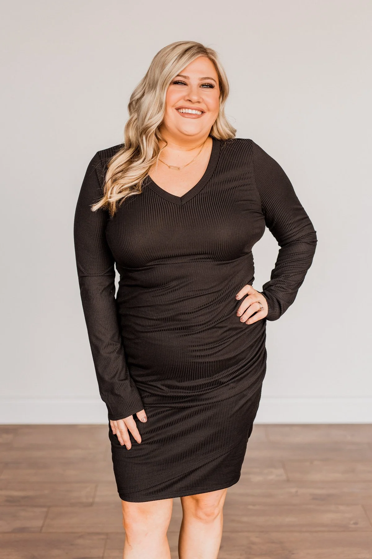 Divine Life Long Sleeve Dress- Black - Image 3