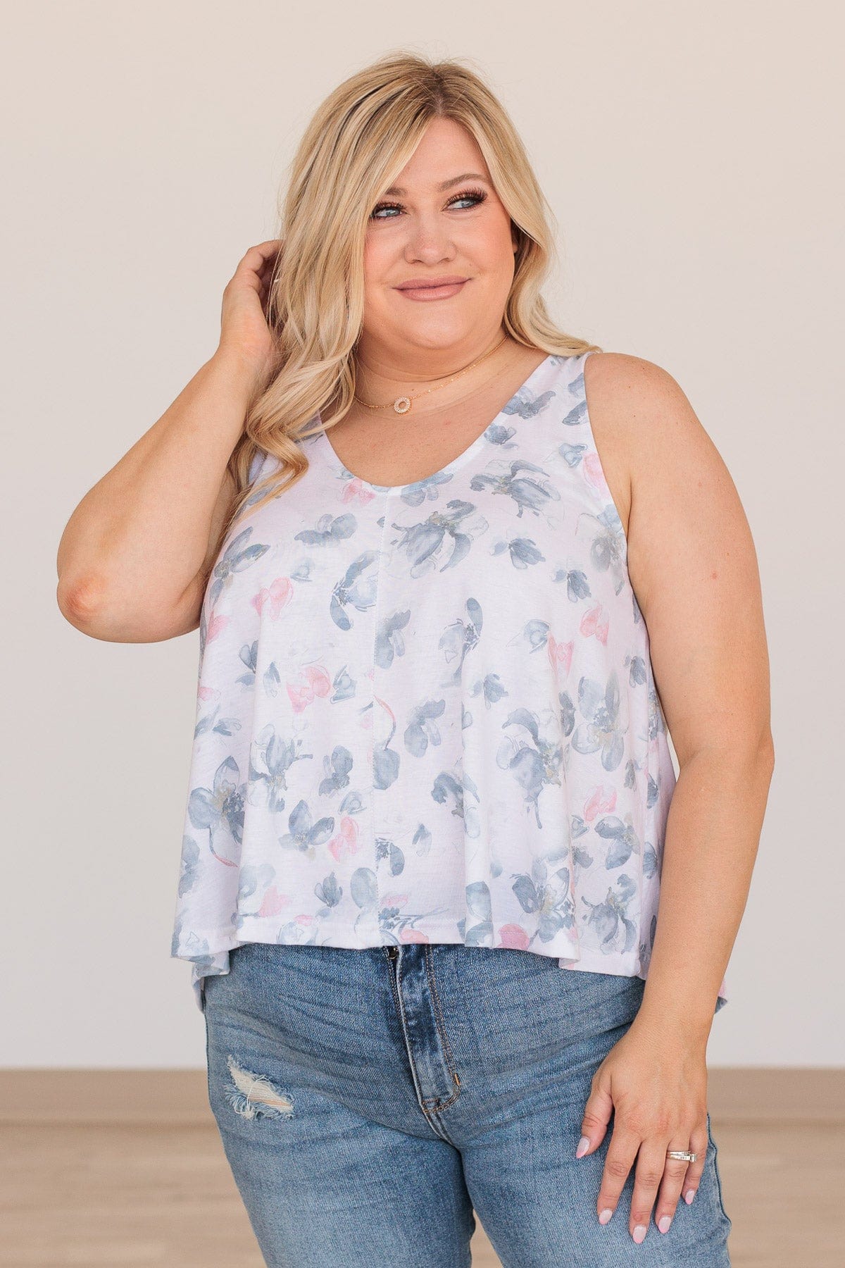 Do A Double Take Cropped Floral Tank- Ivory - Image 5
