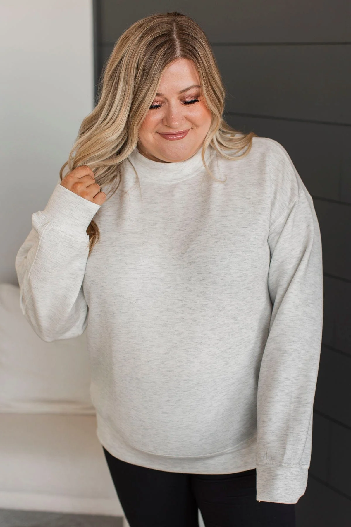Do It Your Way Pullover Top- Light Heather Grey - Image 5