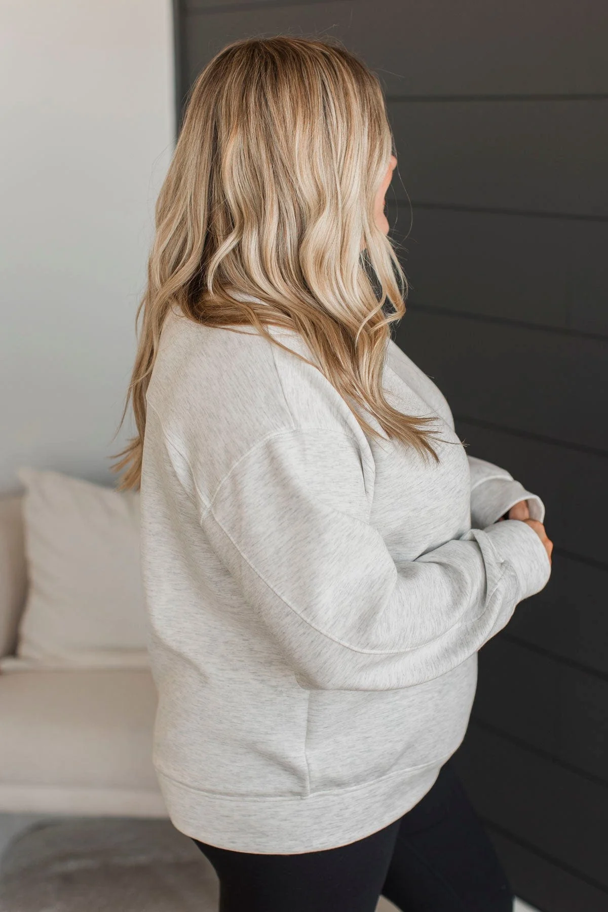 Do It Your Way Pullover Top- Light Heather Grey - Image 7
