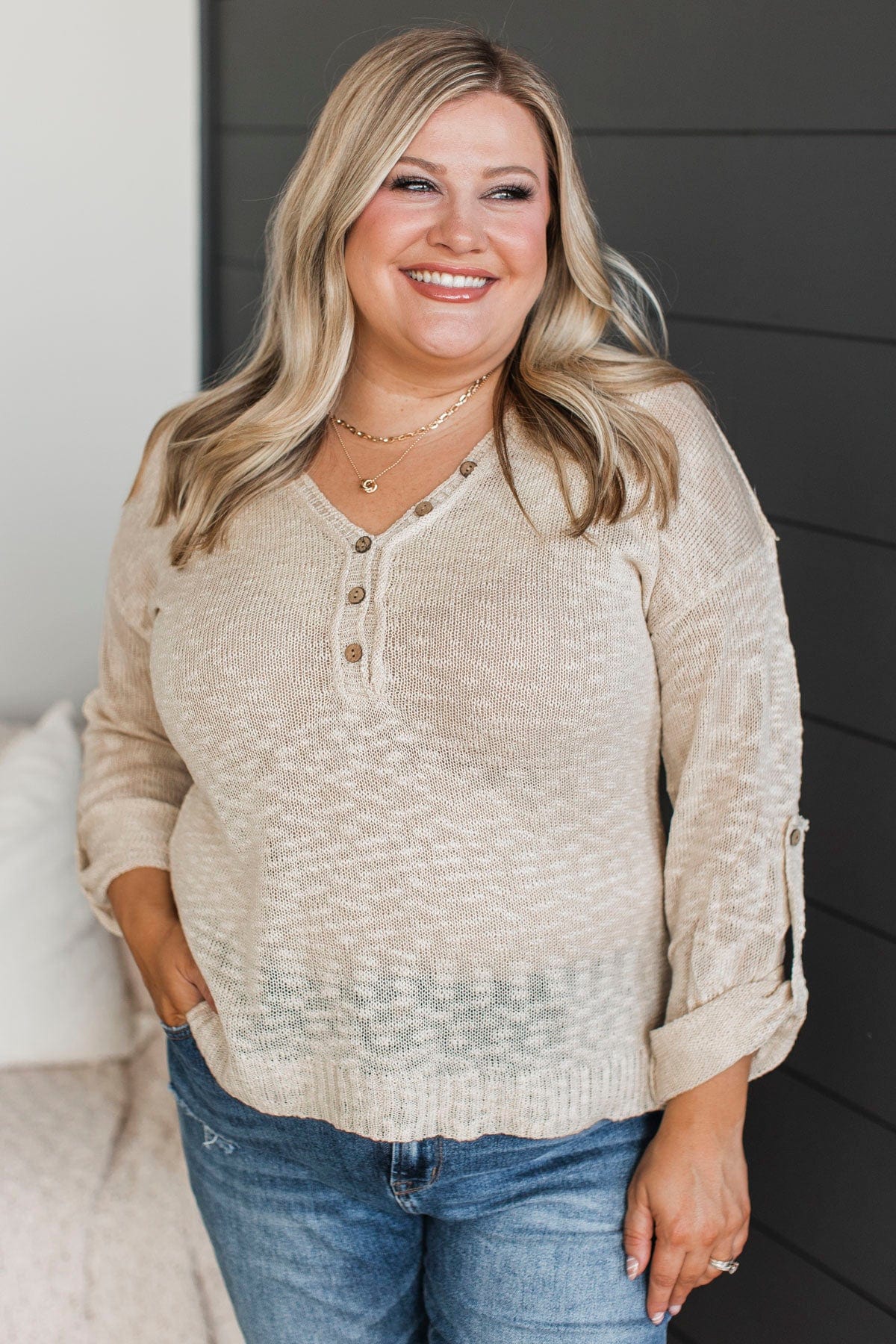 Do Me A Favor Knit Top- Oatmeal