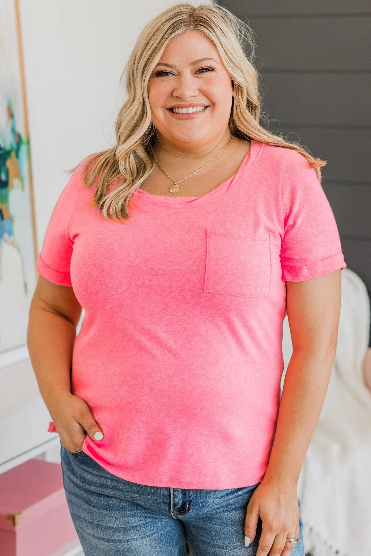 Do My Own Thing Knit Top- Neon Pink - Image 2
