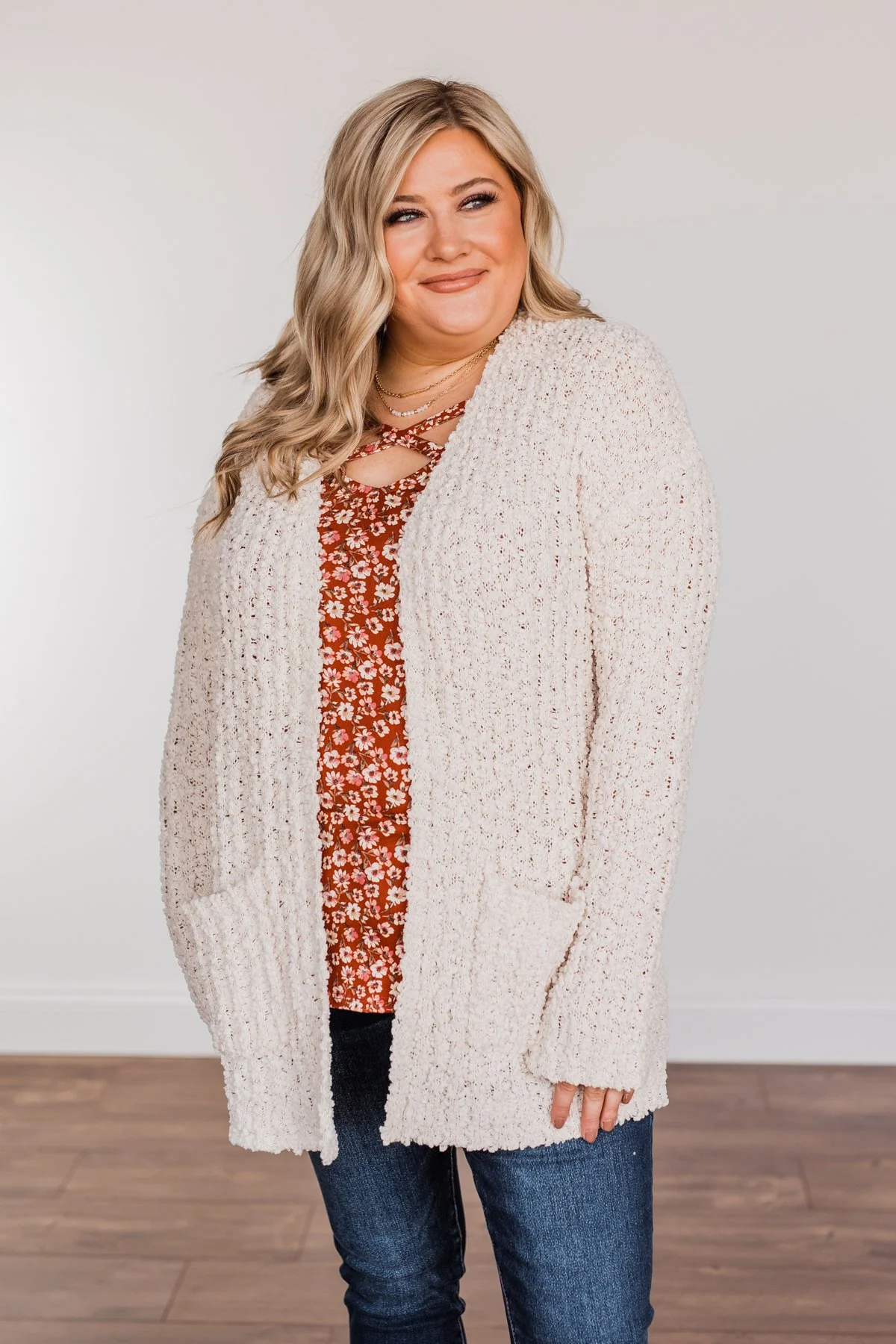 Do What I Want Plush Knit Cardigan- Ivory - Image 5
