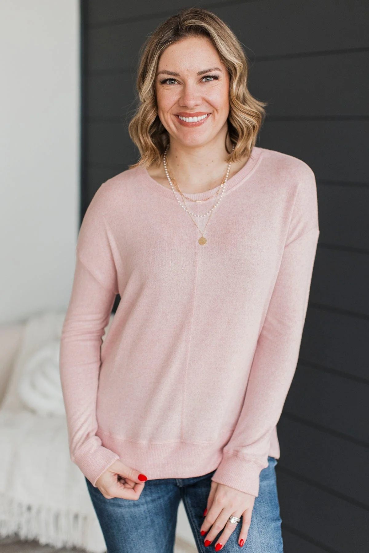 Do What You Love Knit Top- Blush - Image 4