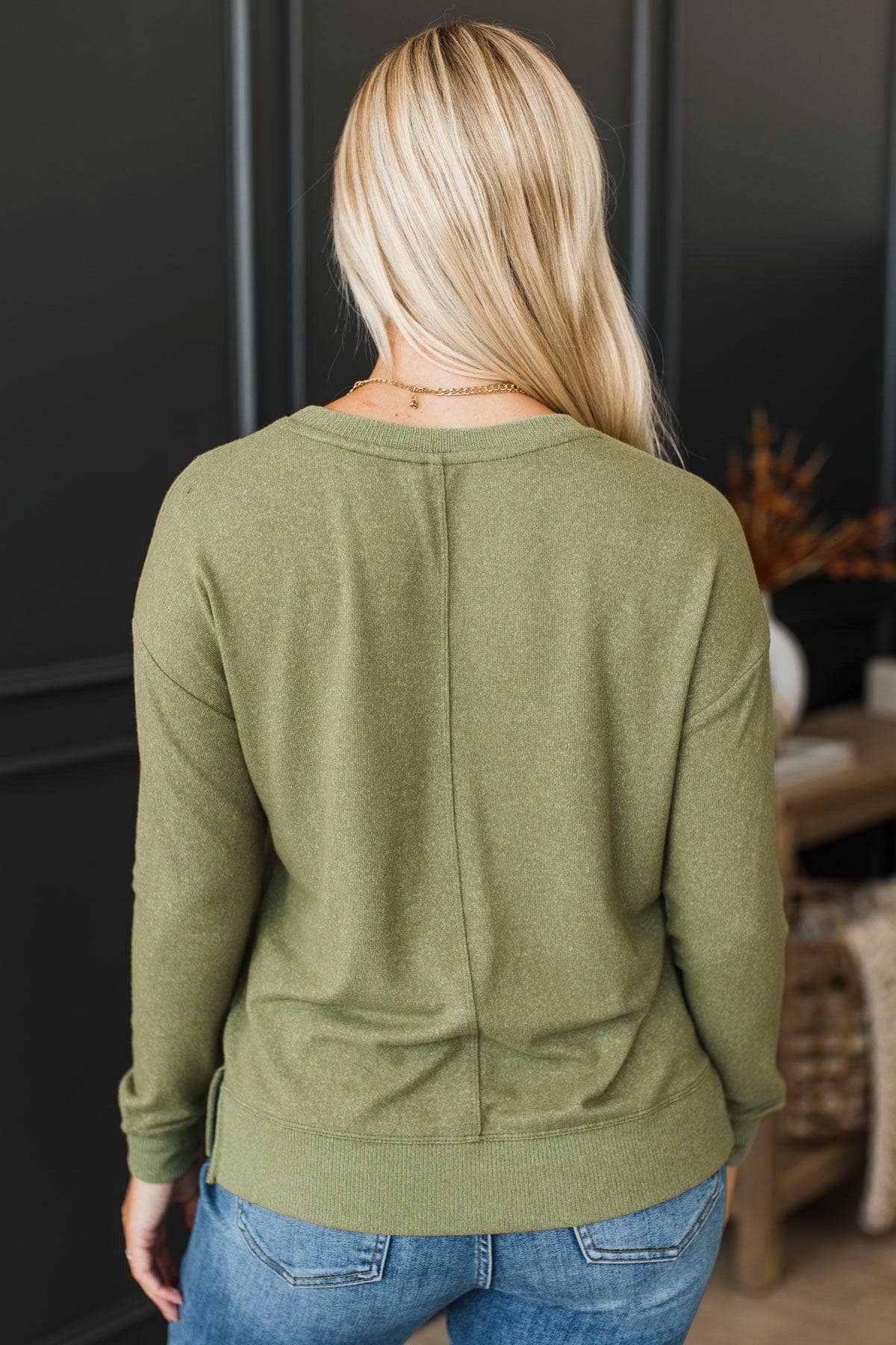 Do What You Love Knit Top- Dark Sage - Image 7