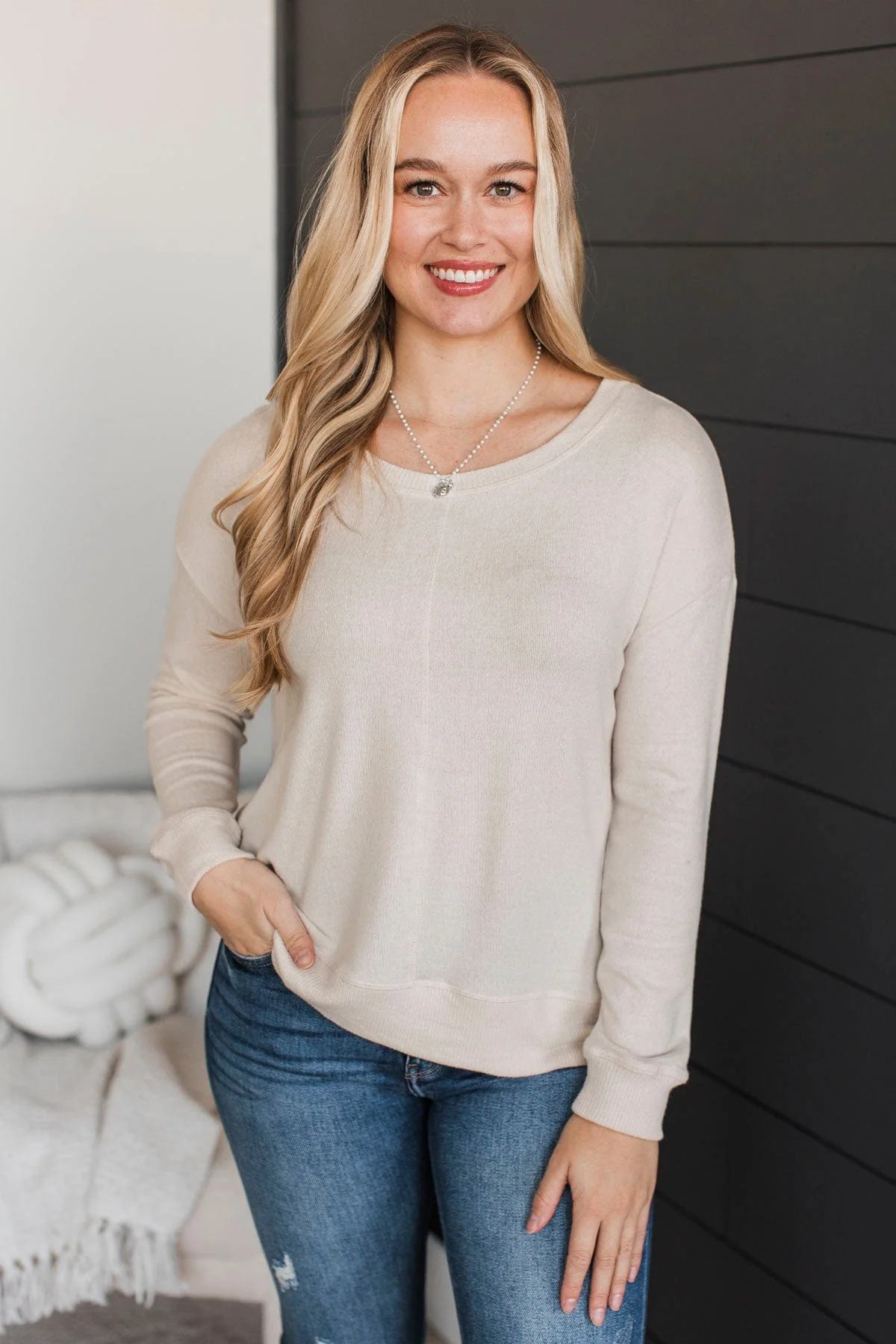 Do What You Love Knit Top- Oatmeal - Image 2