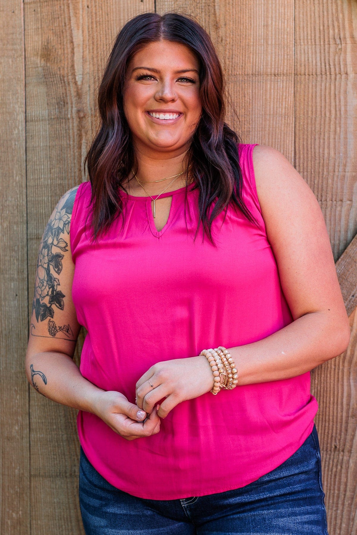 Do Your Best Pleated Tank Top- Hot Pink - Image 5