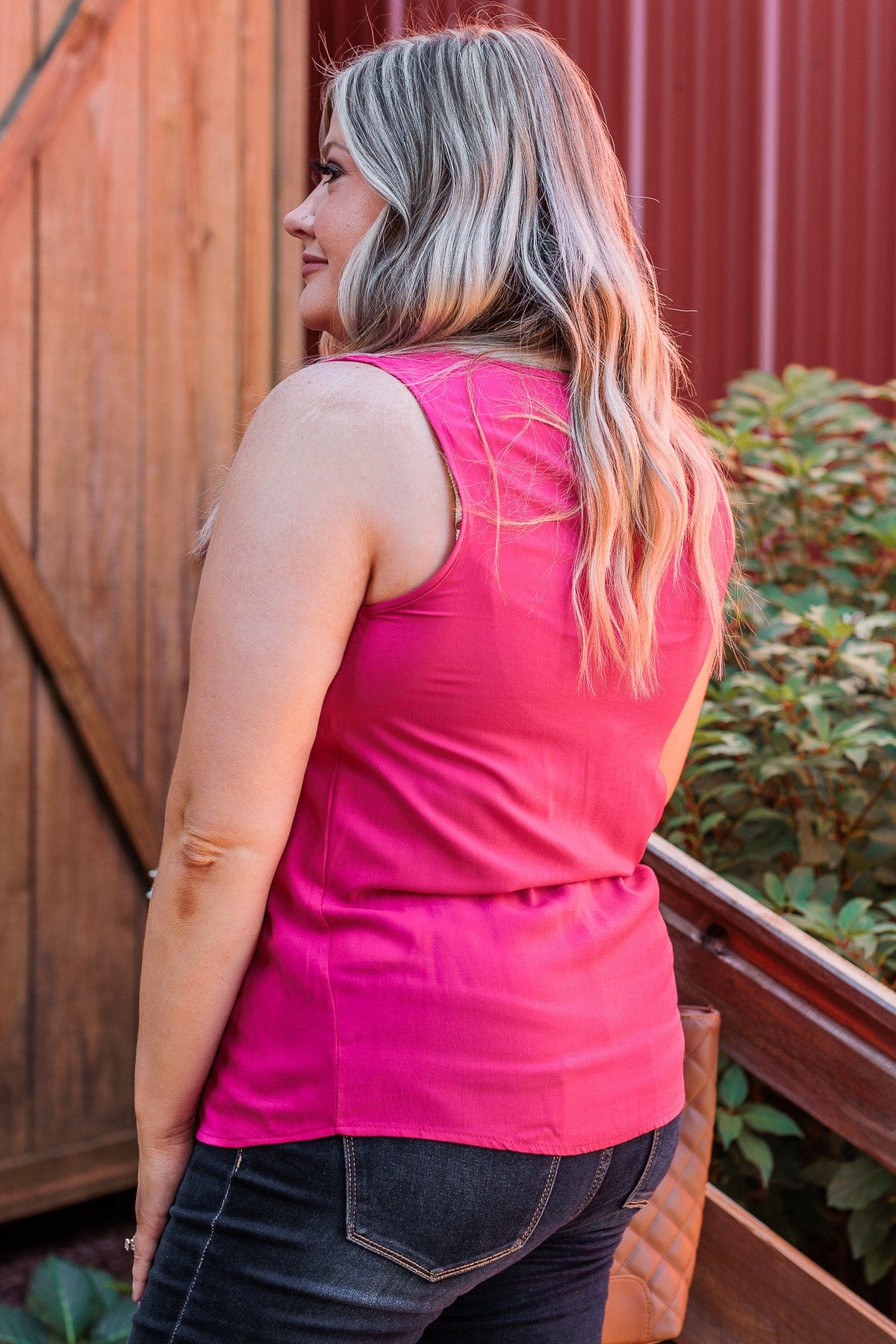Do Your Best Pleated Tank Top- Hot Pink - Image 8