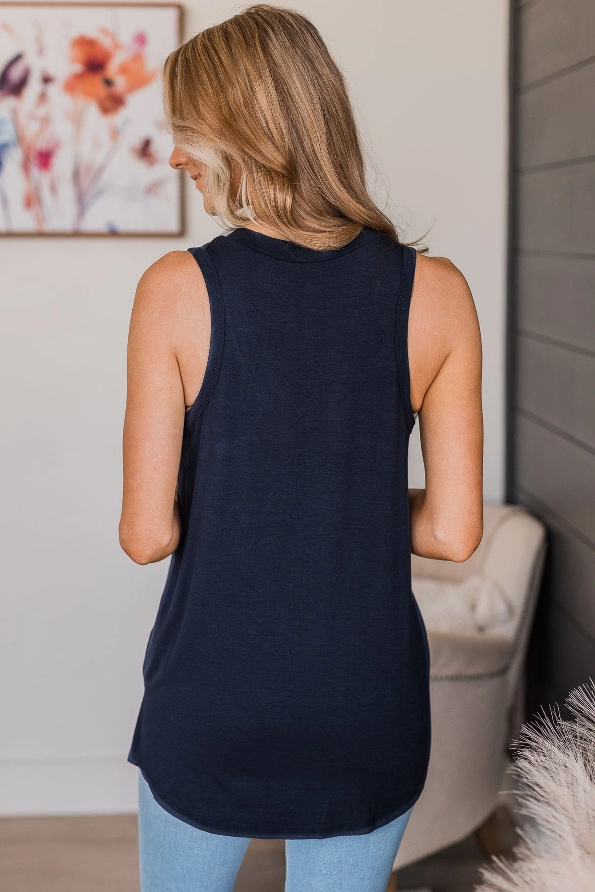Doesn't Have To Be Goodbye Pocket Tank- Navy - Image 7