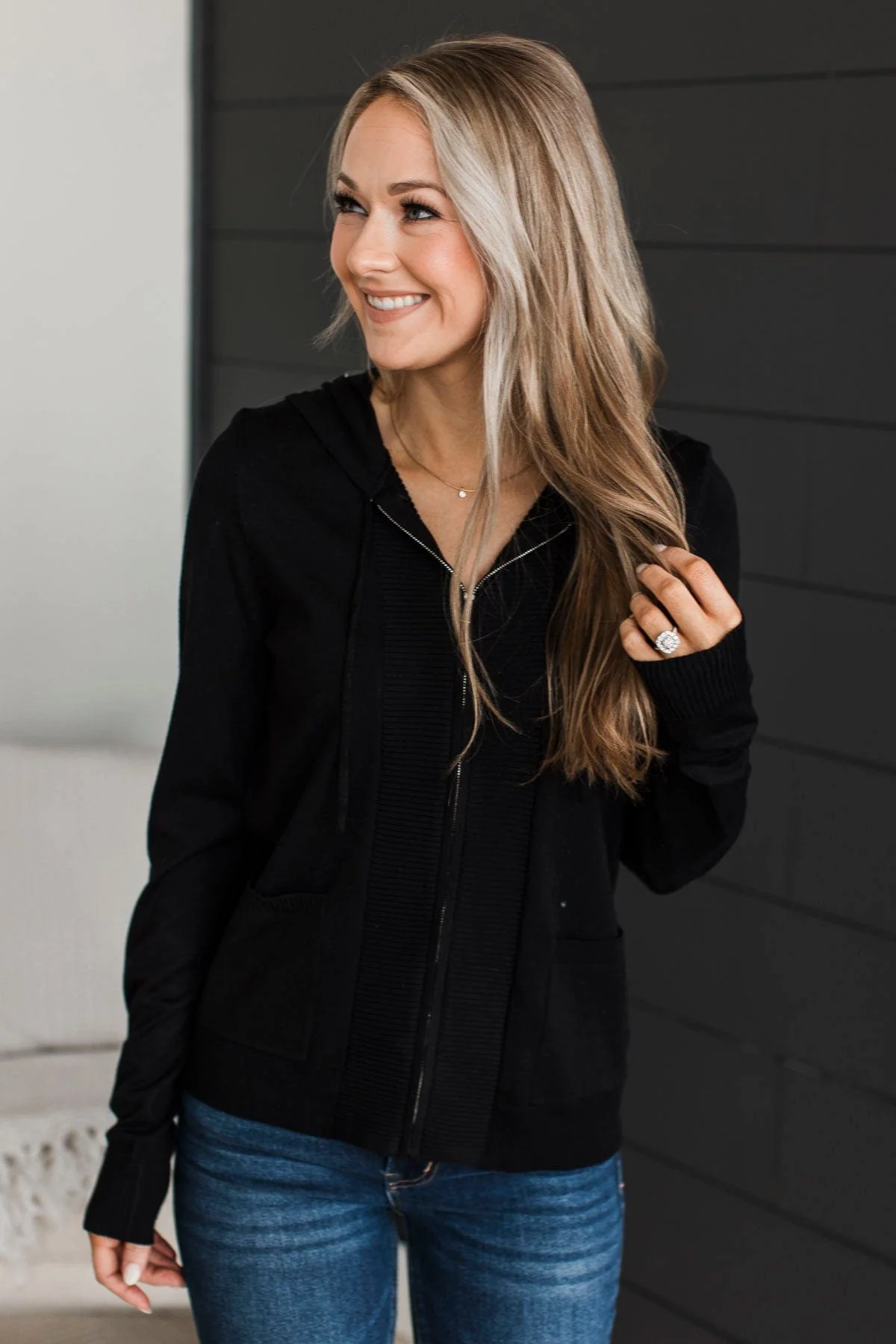 Doing It All Knit Sweater Jacket- Black - Image 2