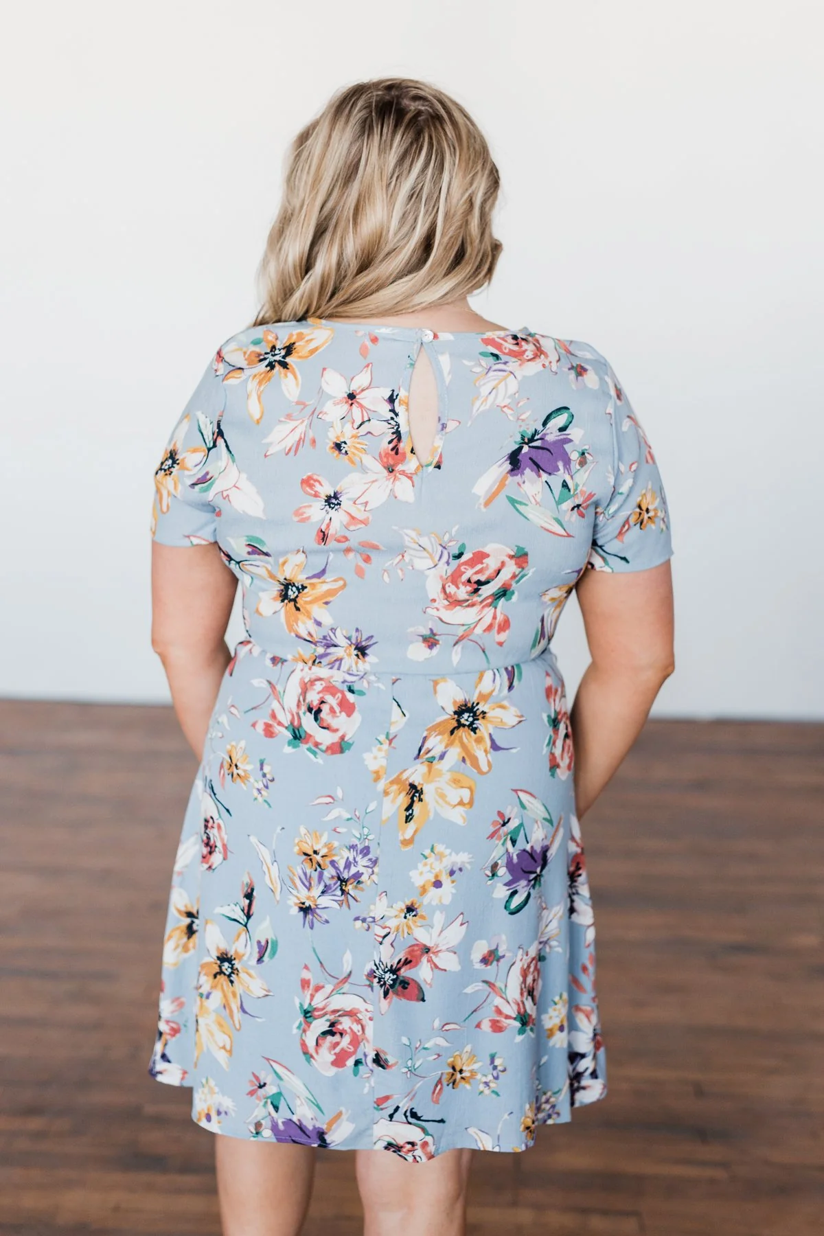 Doing Something Right Floral Dress- Dusty Blue - Image 10