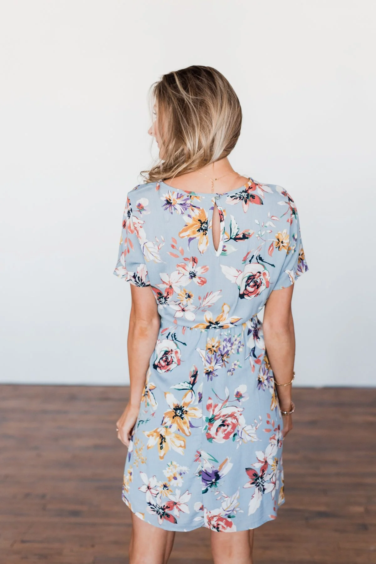 Doing Something Right Floral Dress- Dusty Blue - Image 11