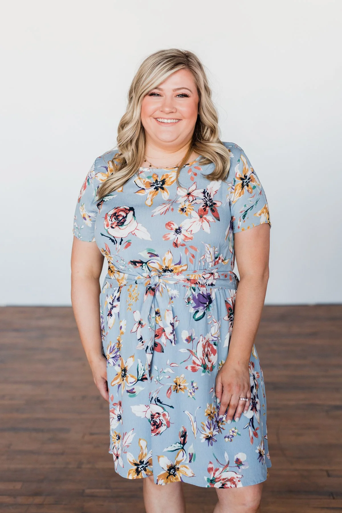 Doing Something Right Floral Dress- Dusty Blue - Image 5