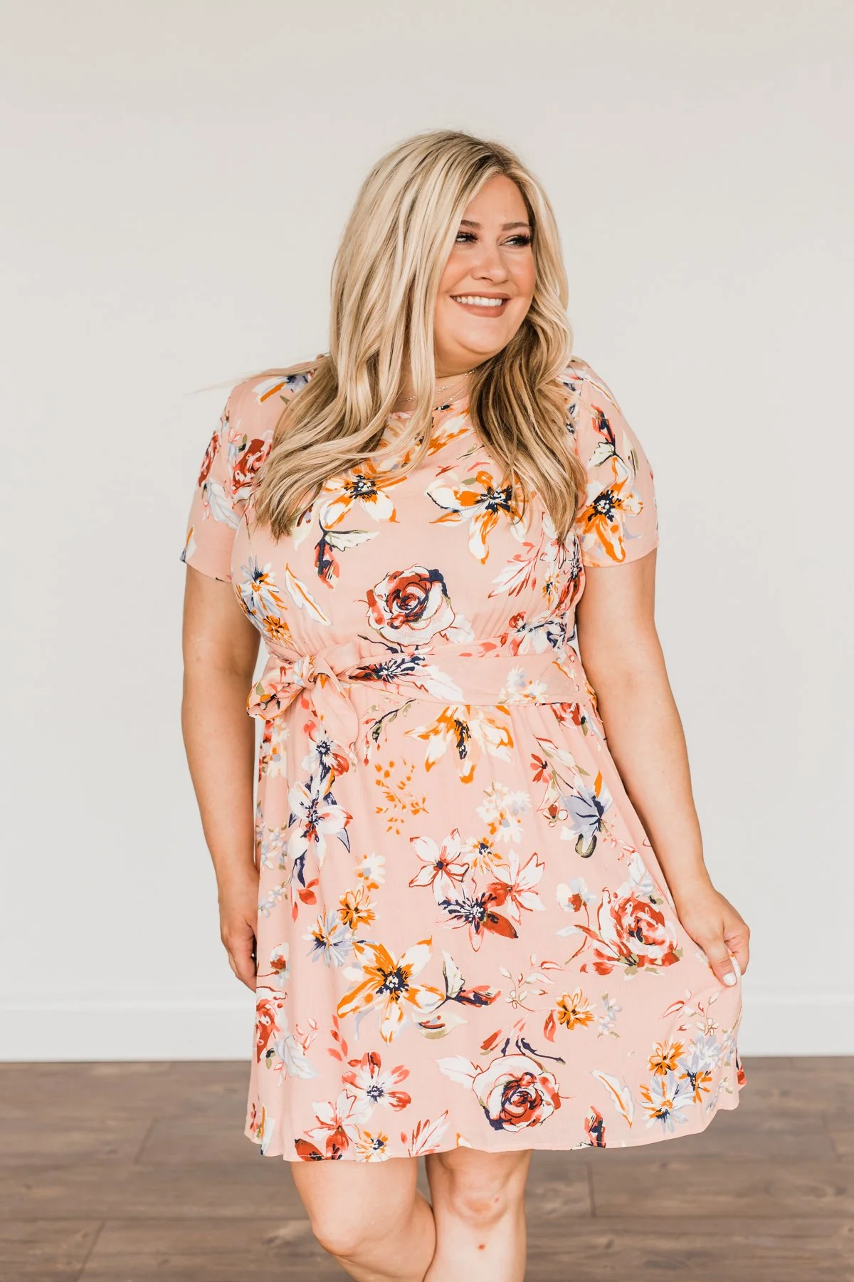 Doing Something Right Floral Dress- Peach - Image 12