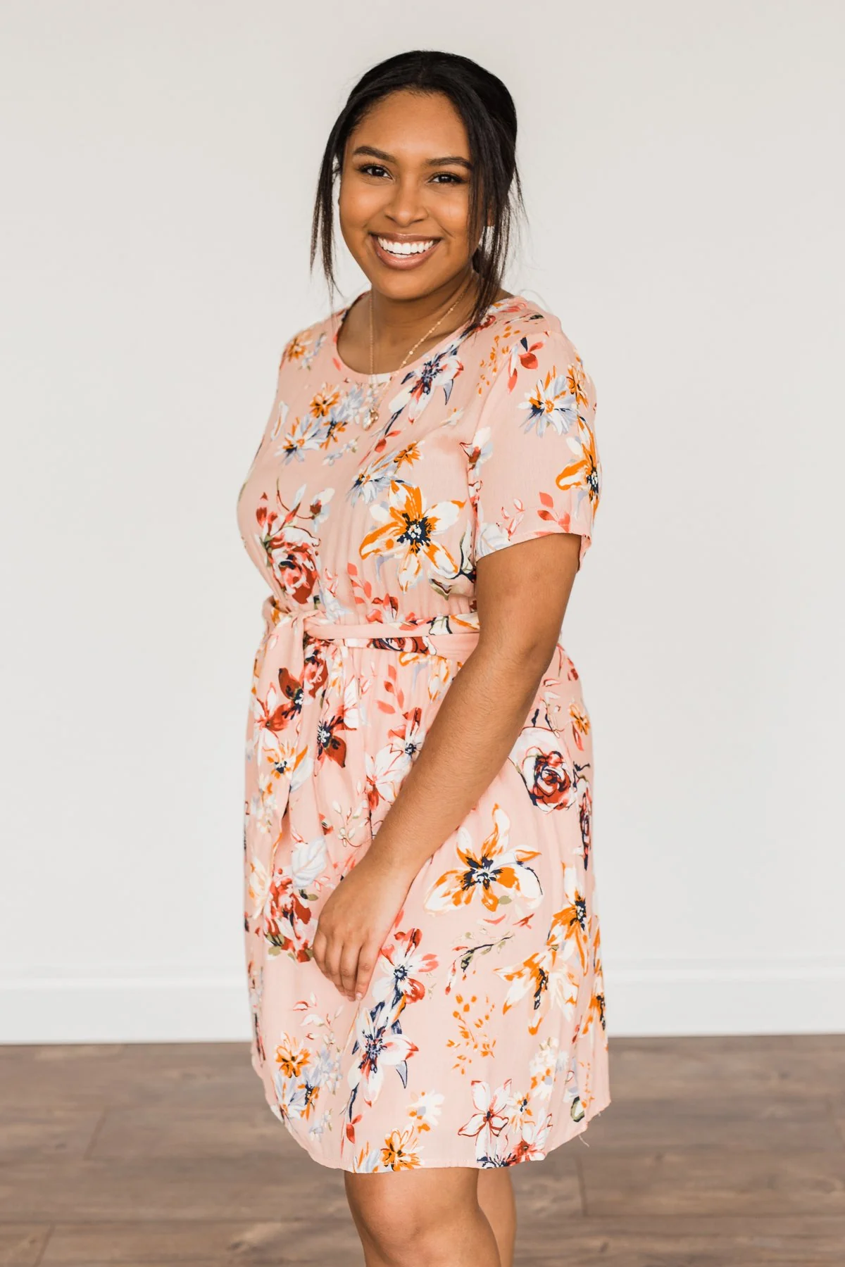 Doing Something Right Floral Dress- Peach - Image 2