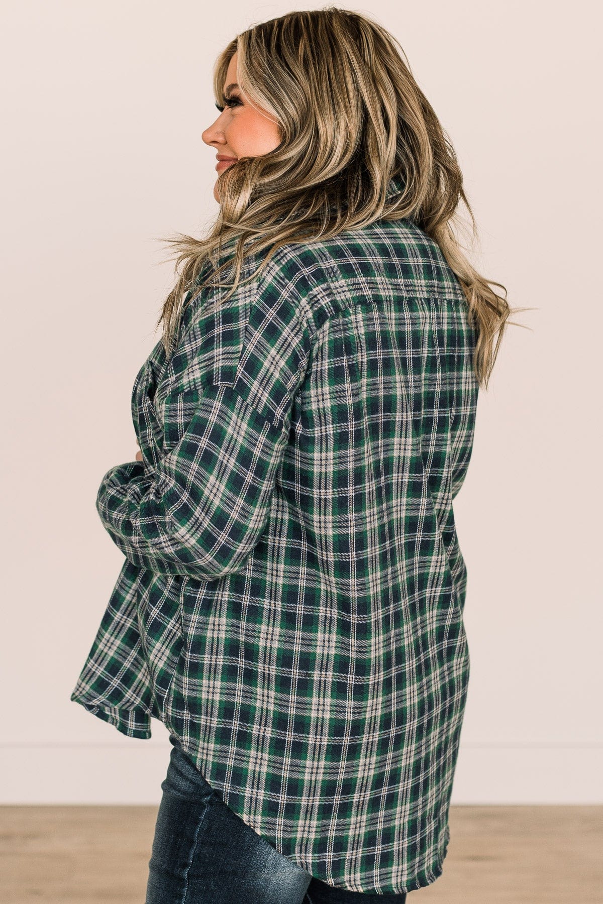 Doing What's Best Plaid Button Top- Green & Navy - Image 7