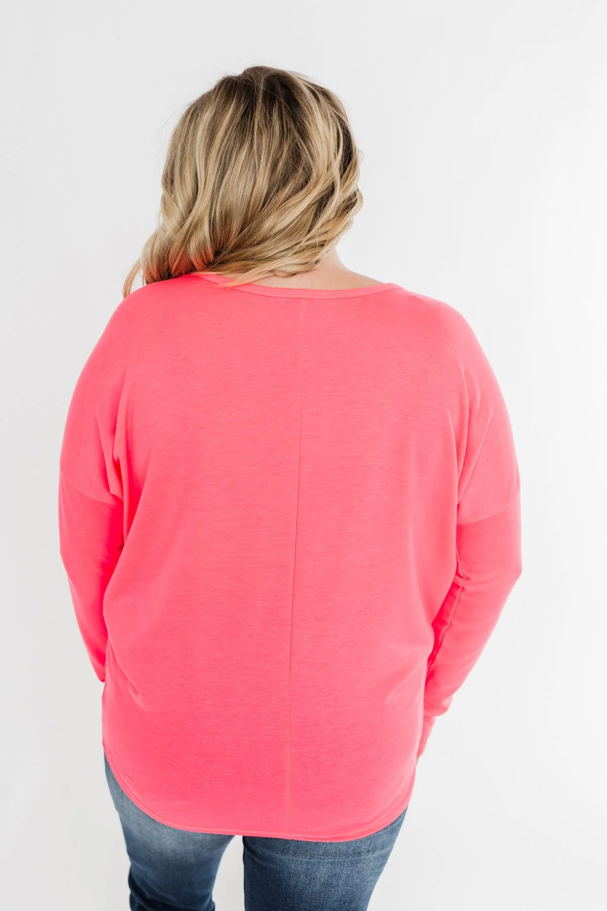 Dolman Sleeve Solid Lounge Top- Neon Pink - Image 15