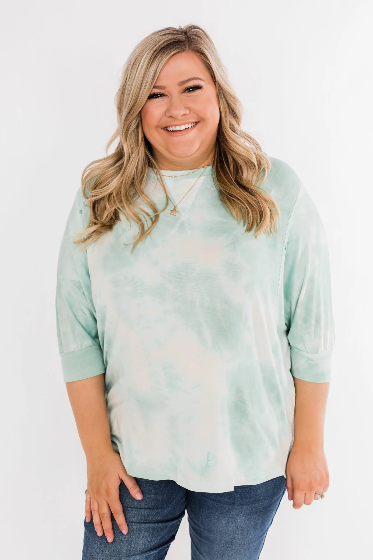 Dolman Sleeve Tie Dye Top- Mint - Image 4