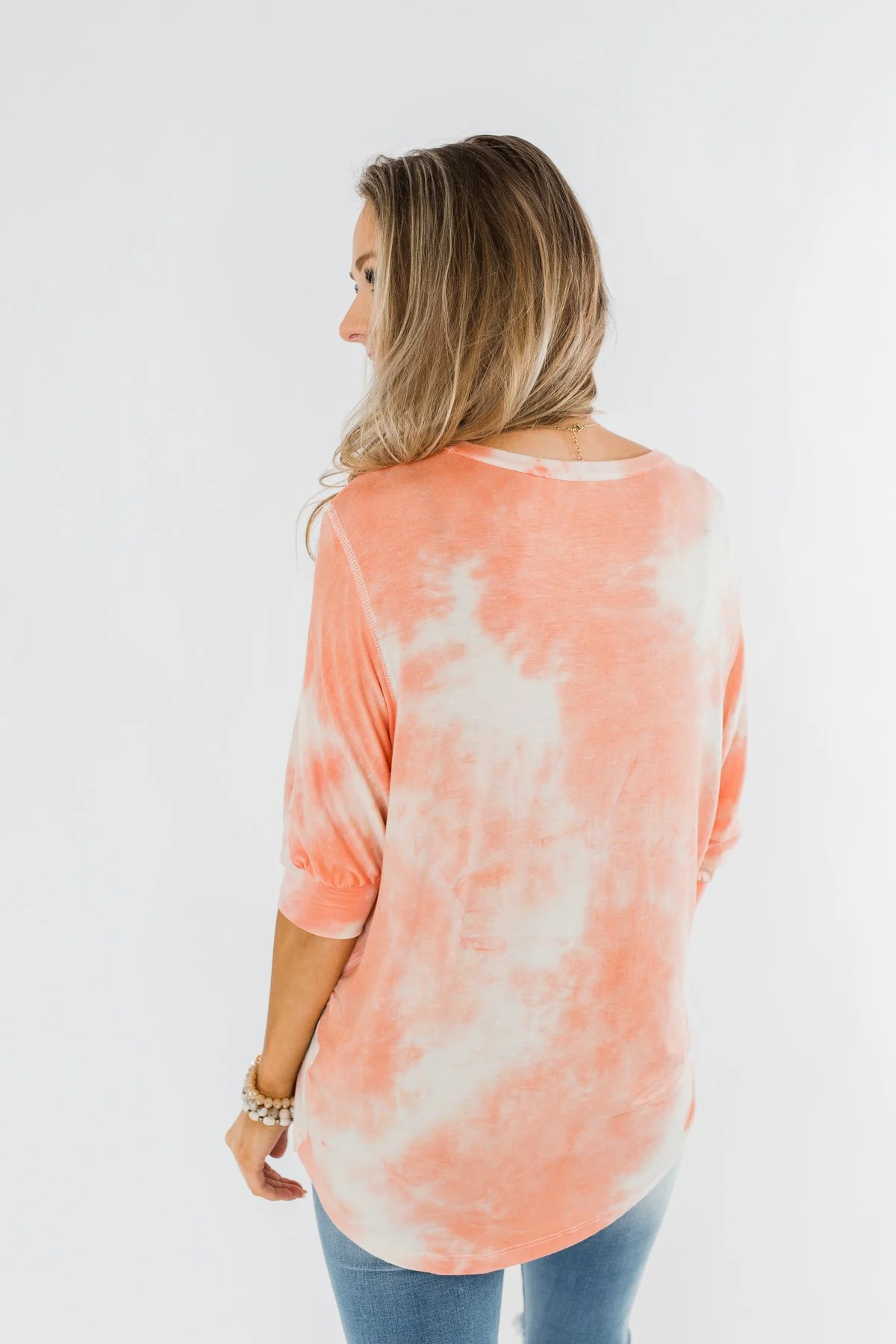 Dolman Sleeve Tie Dye Top- Peach - Image 12