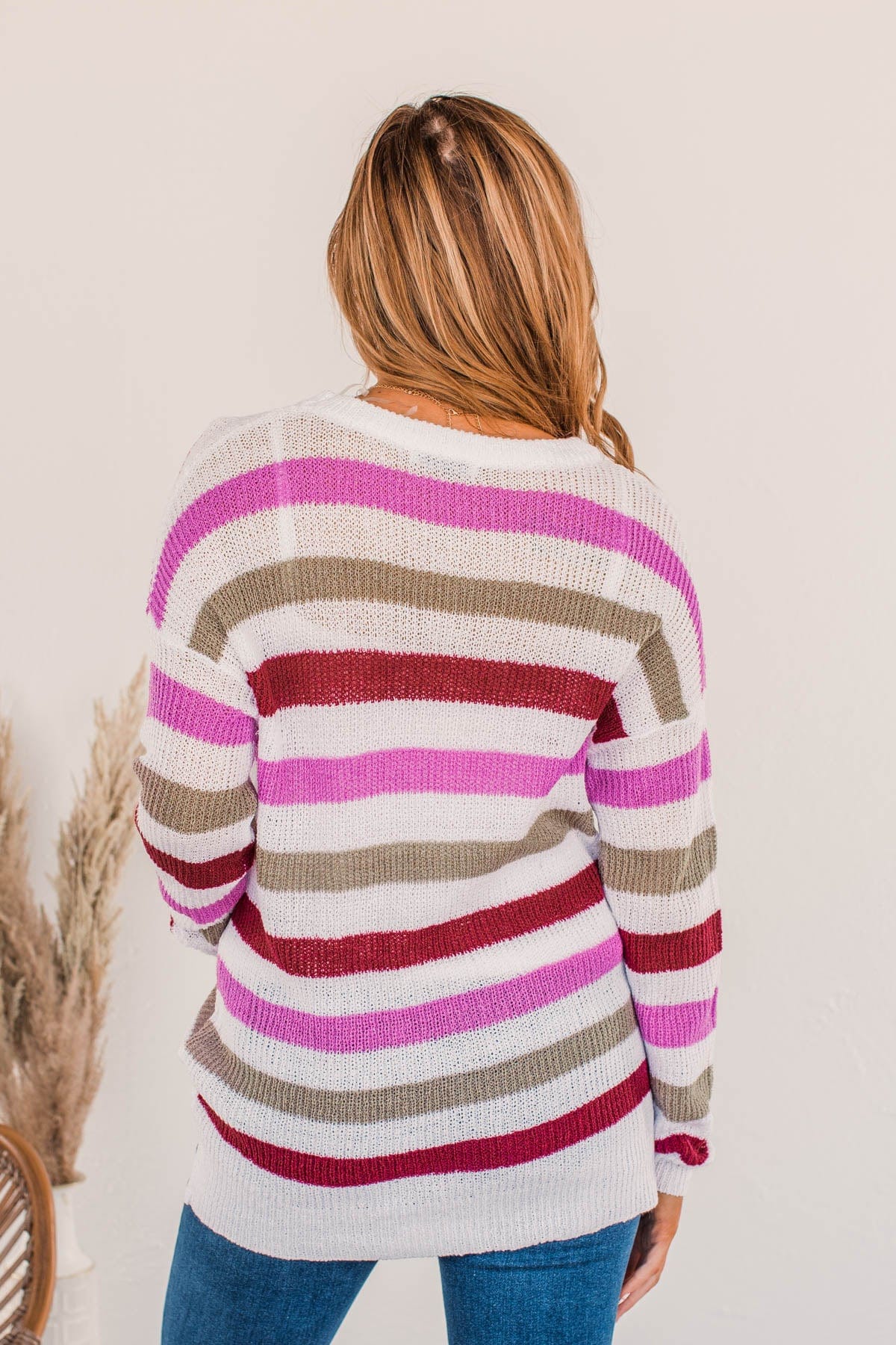 Done For The Day Striped Sweater- Orchid & Mocha - Image 11