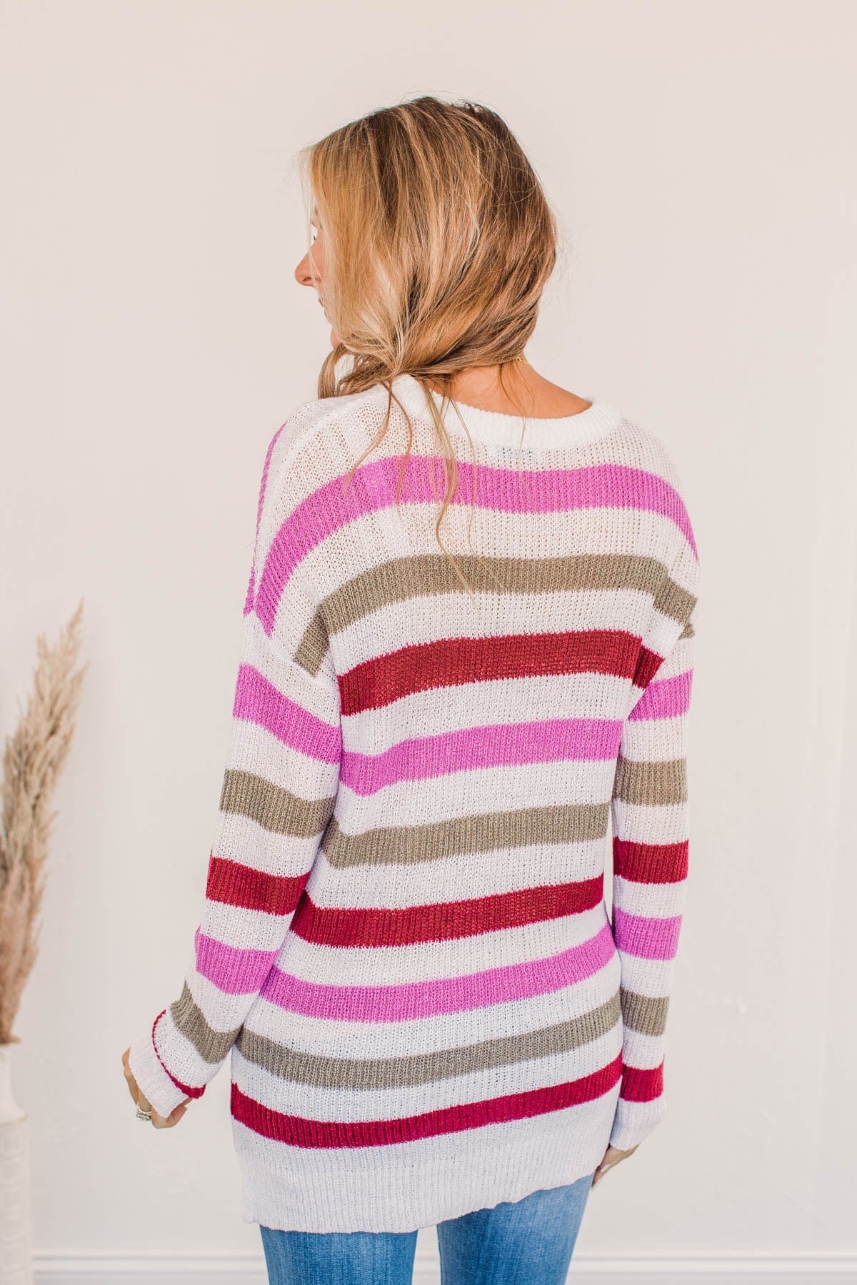 Done For The Day Striped Sweater- Orchid & Mocha - Image 12