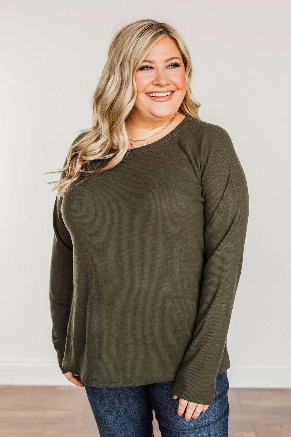 Done Hesitating Button Long Sleeve Top- Dark Olive - Image 2