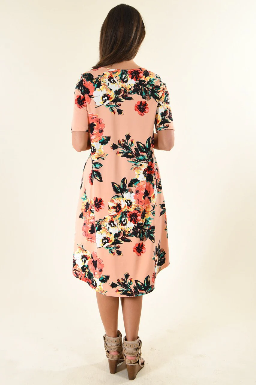 Don't Be Shifty Floral Dress ~ Peach - Image 6