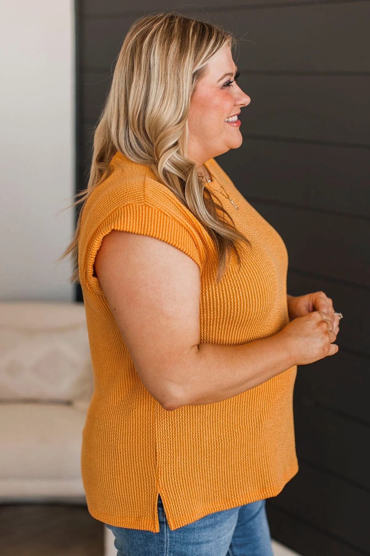 Don't Forget Me Ribbed Top- Light Orange - Image 5