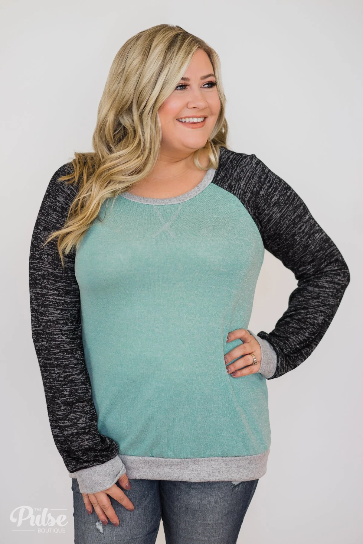 Don't Hesitate Long Sleeve Top- Light Blue - Image 2