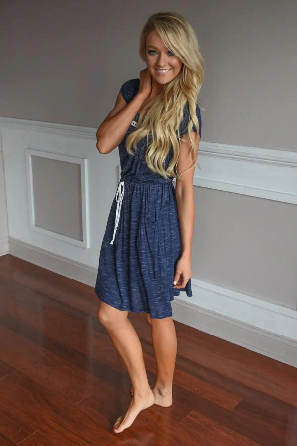 Don't Leave Me Waiting Dress ~ Navy - Image 9