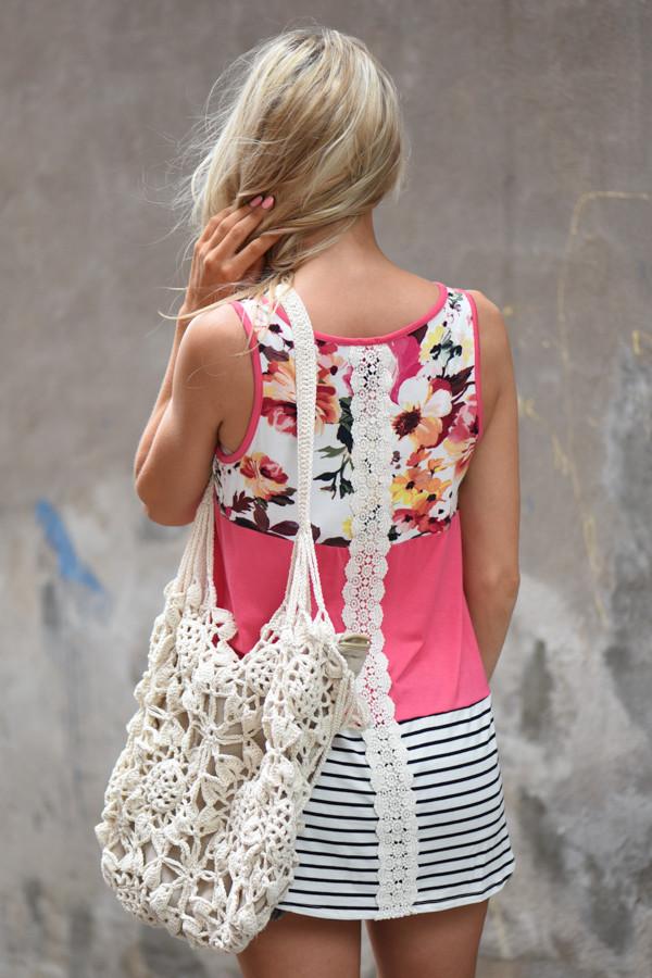 Don't Let Me Down Floral Tank ~ Pink - Image 2