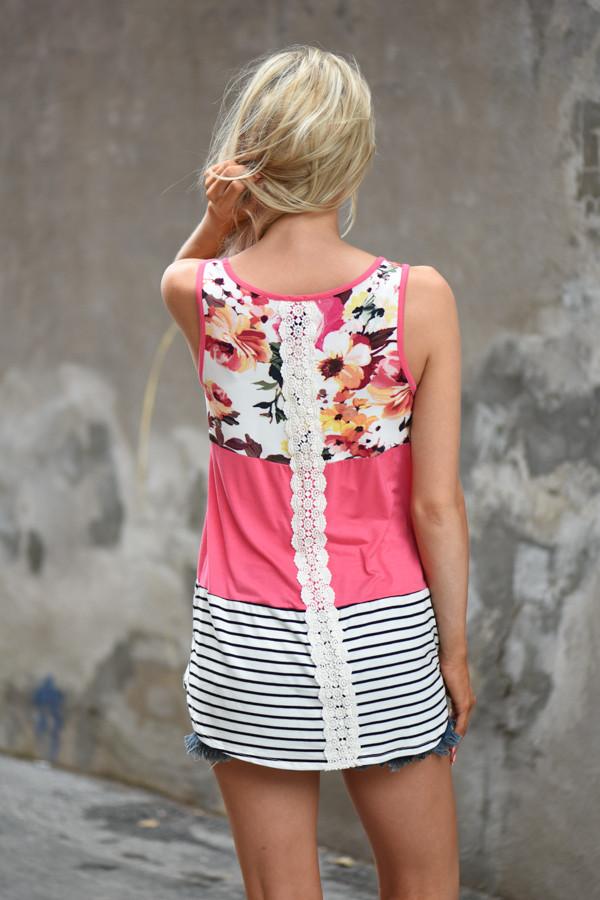 Don't Let Me Down Floral Tank ~ Pink - Image 8