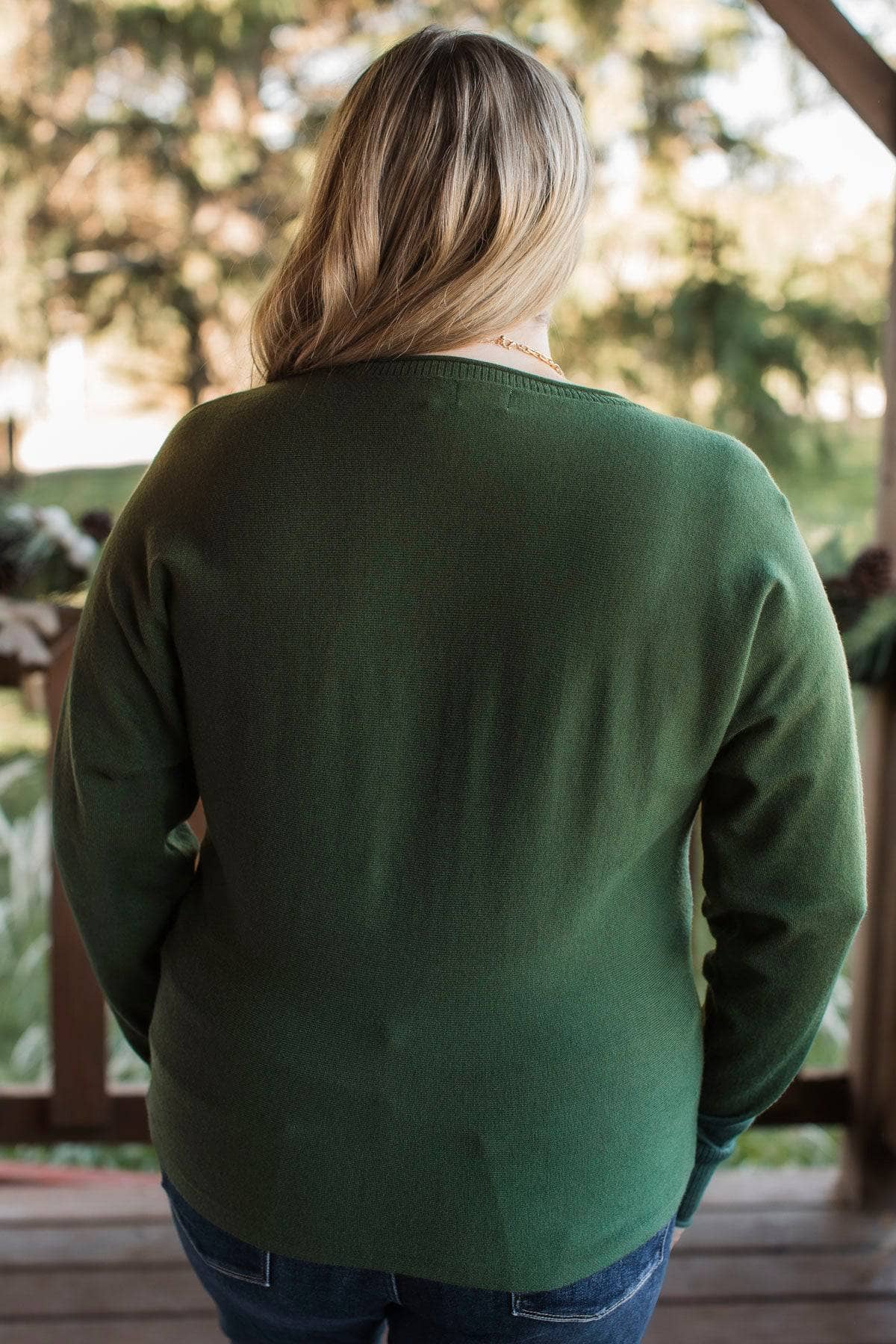 Don't Overthink It Knit Dolman Sweater- Forest Green - Image 7