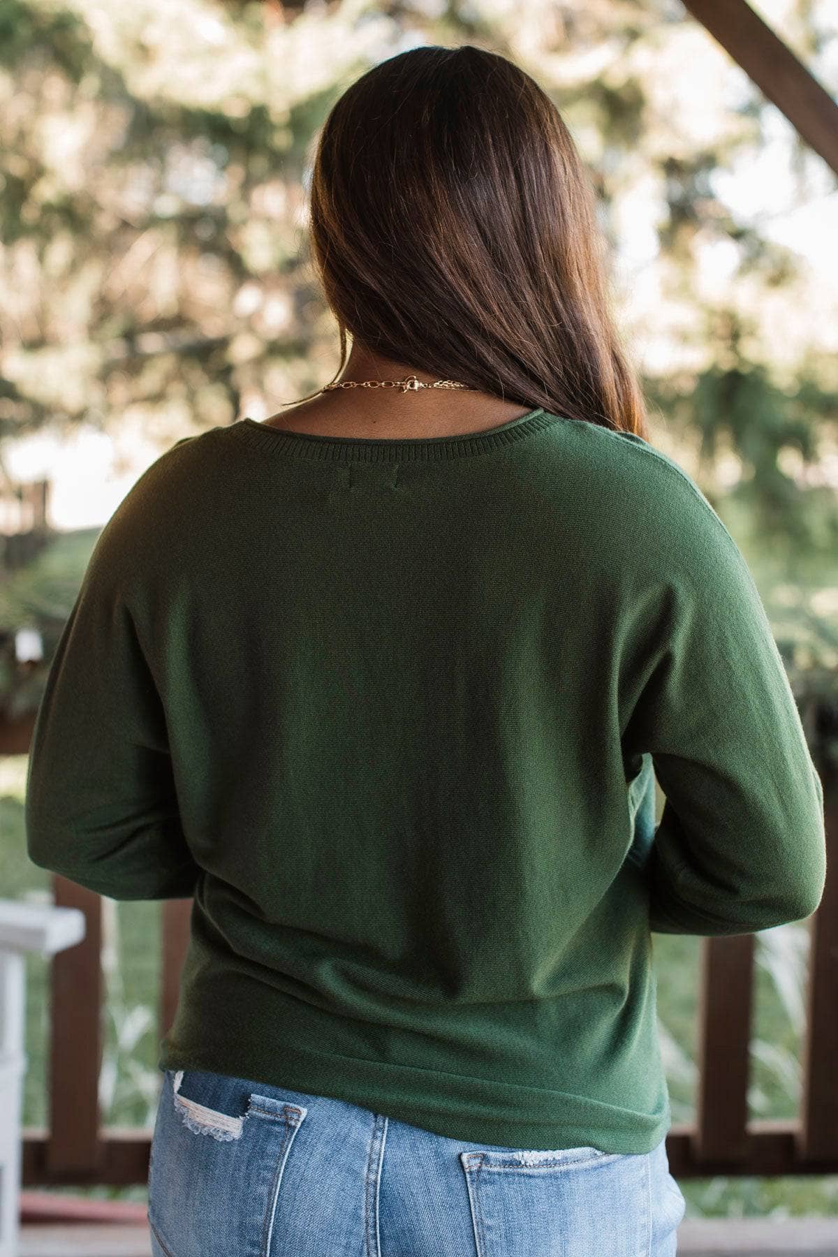 Don't Overthink It Knit Dolman Sweater- Forest Green - Image 9