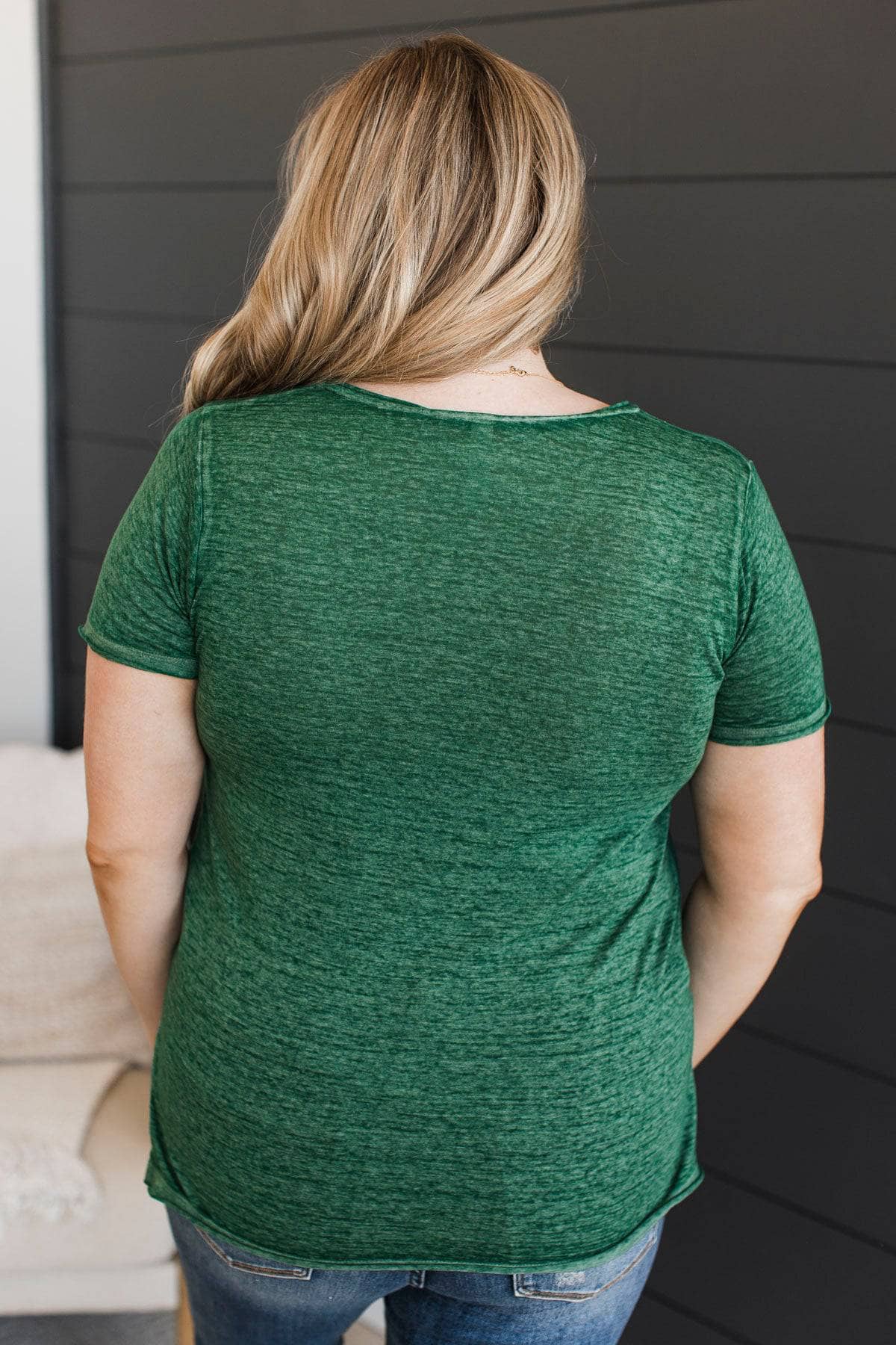 Don't Play Games V-Neck Top- Dark Green - Image 8