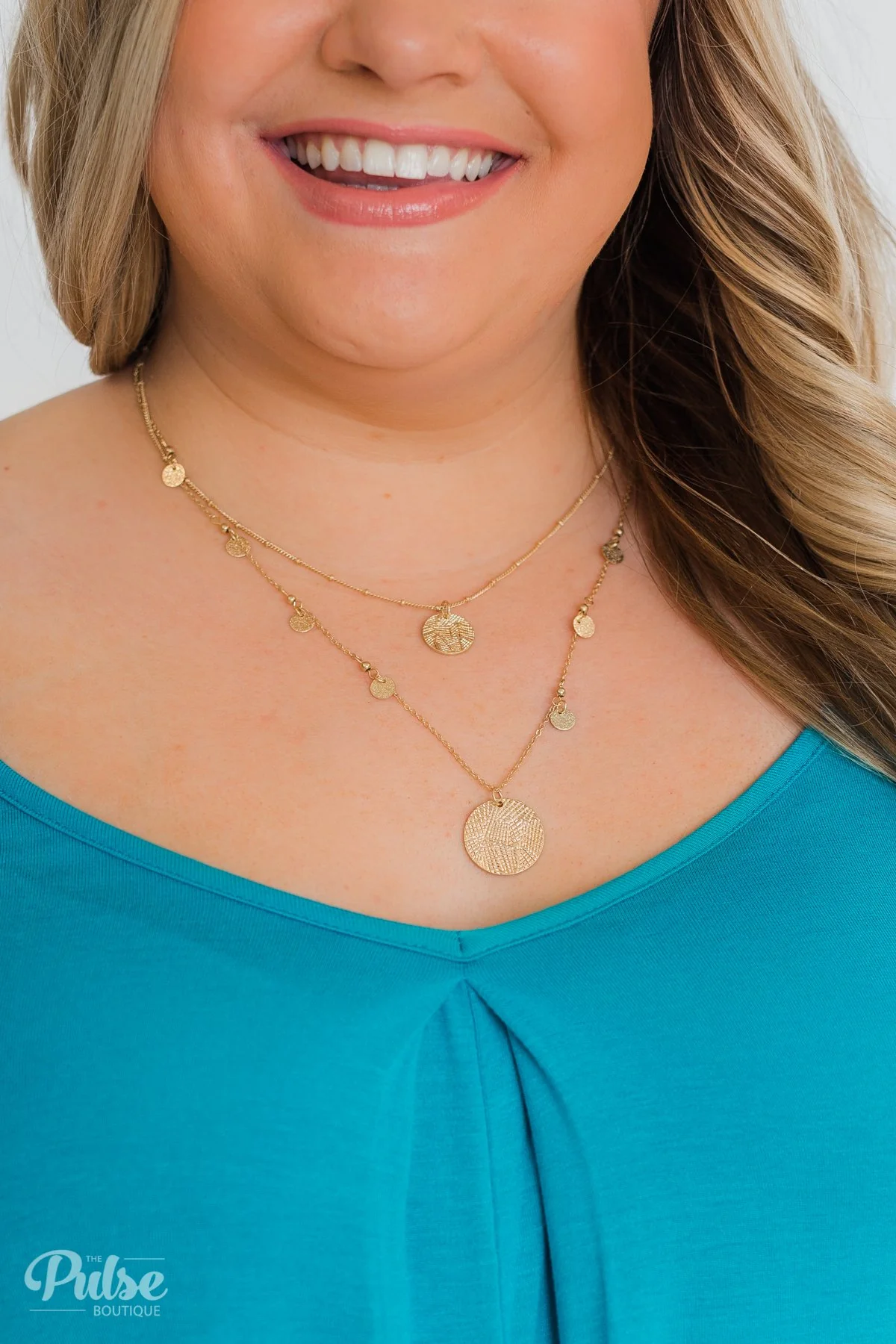 Double Layer Circle Necklace- Gold - Image 2