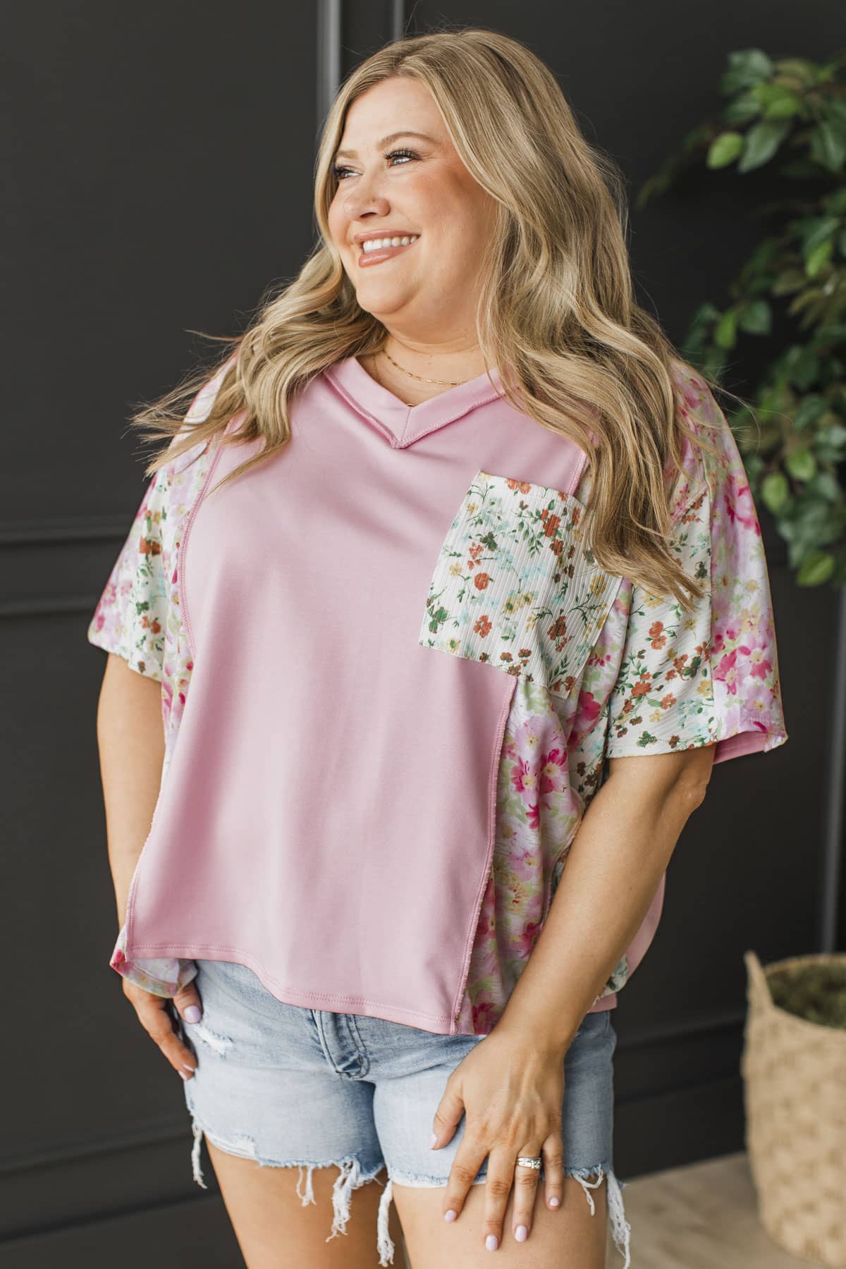 Down The Garden Path Short Sleeve Top- Pink