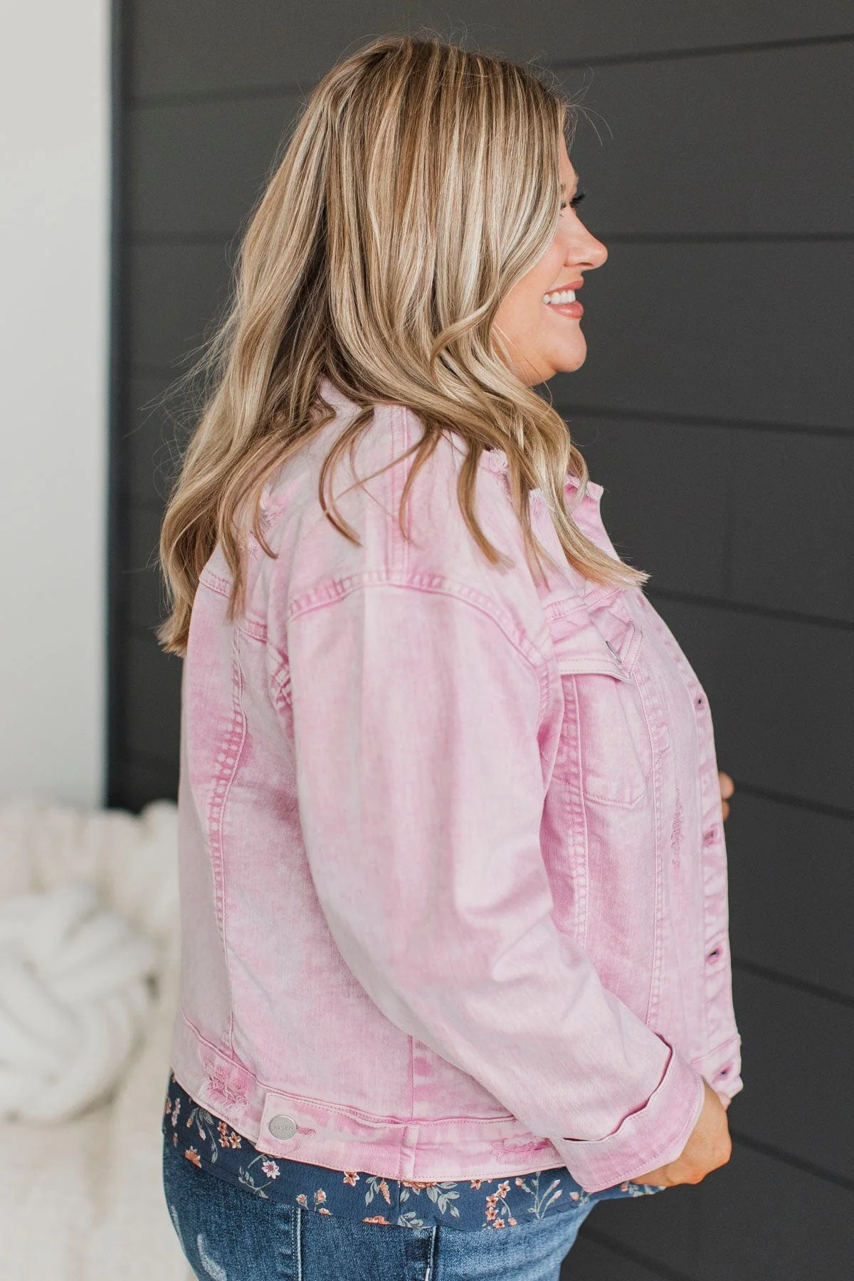 Downtown Darling Denim Jacket- Pink Acid Wash - Image 4