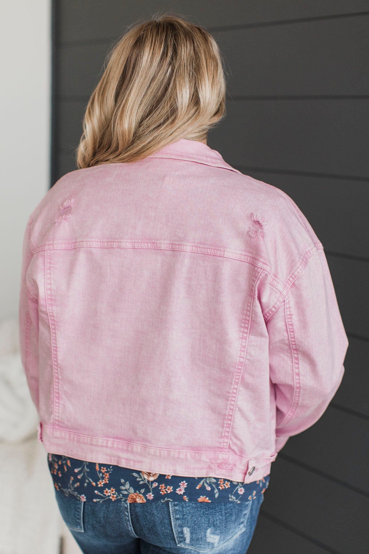 Downtown Darling Denim Jacket- Pink Acid Wash - Image 6