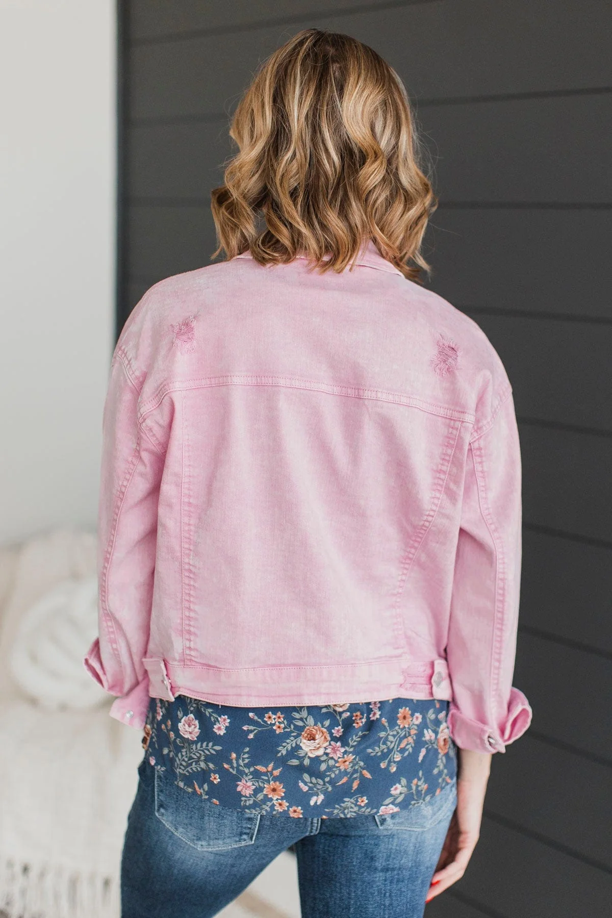 Downtown Darling Denim Jacket- Pink Acid Wash - Image 7
