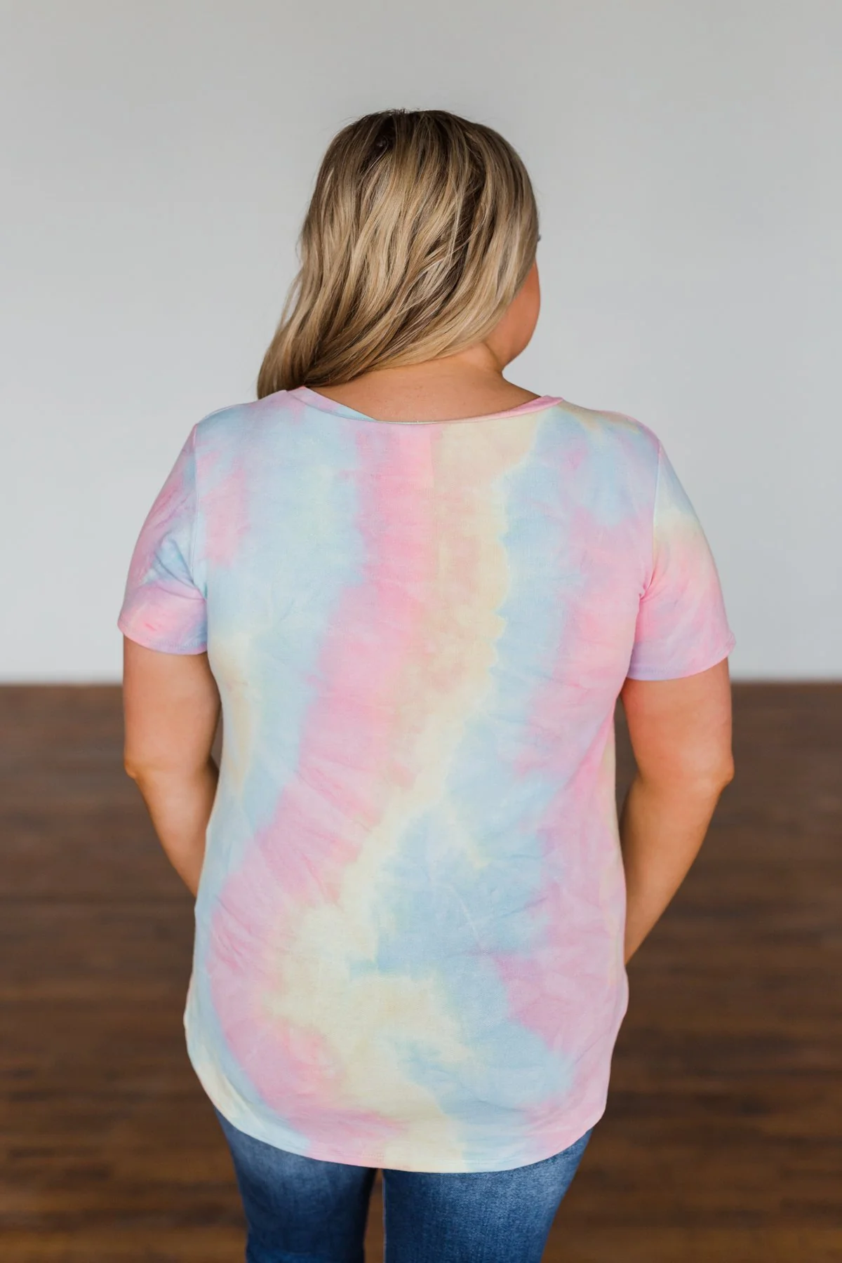 Draw Me Closer Tie Dye V-Neck Top- Pink Multi-Color - Image 15