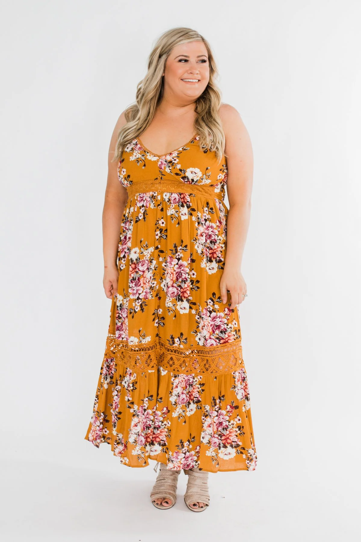 Drawn To You Floral Maxi Dress- Copper Yellow - Image 7