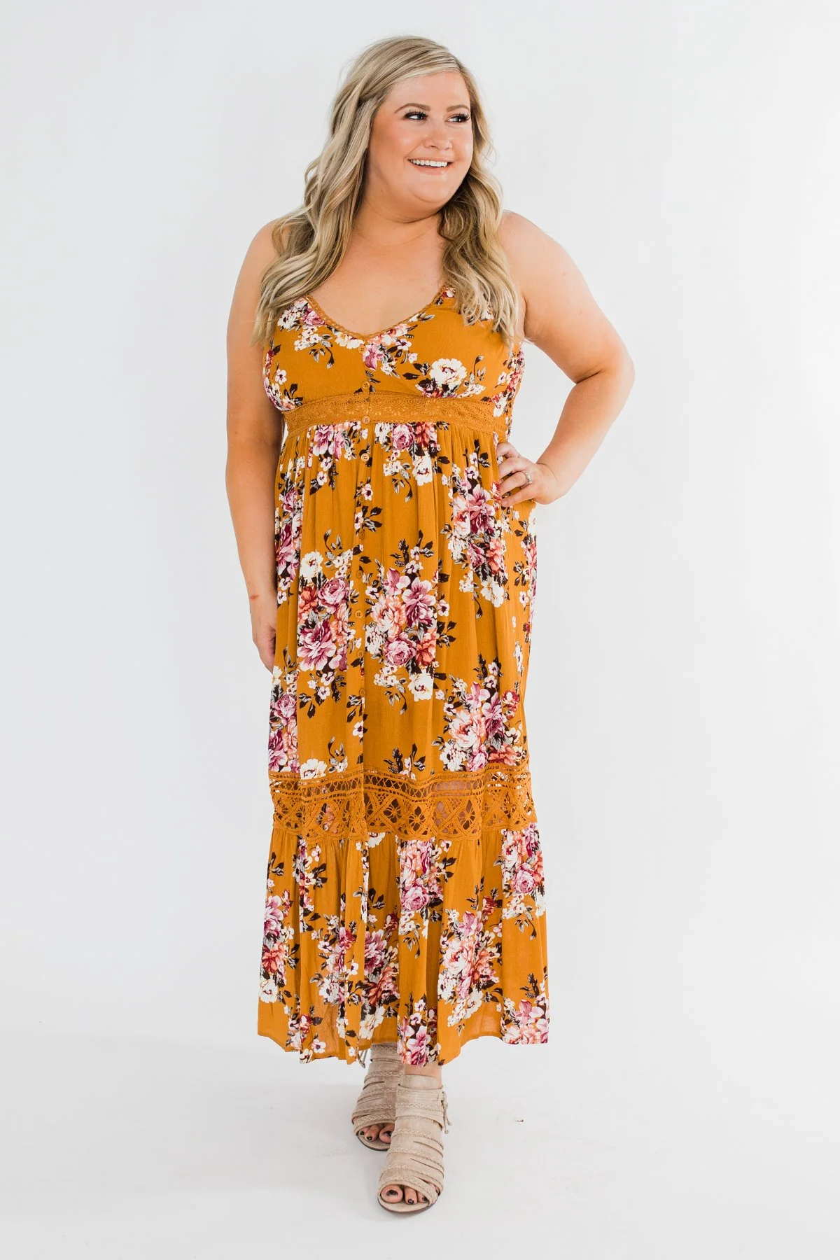 Drawn To You Floral Maxi Dress- Copper Yellow - Image 9