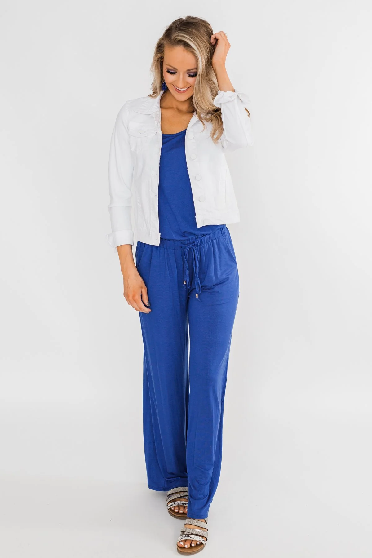 Drawstring Jumpsuit Royal Blue - Image 5