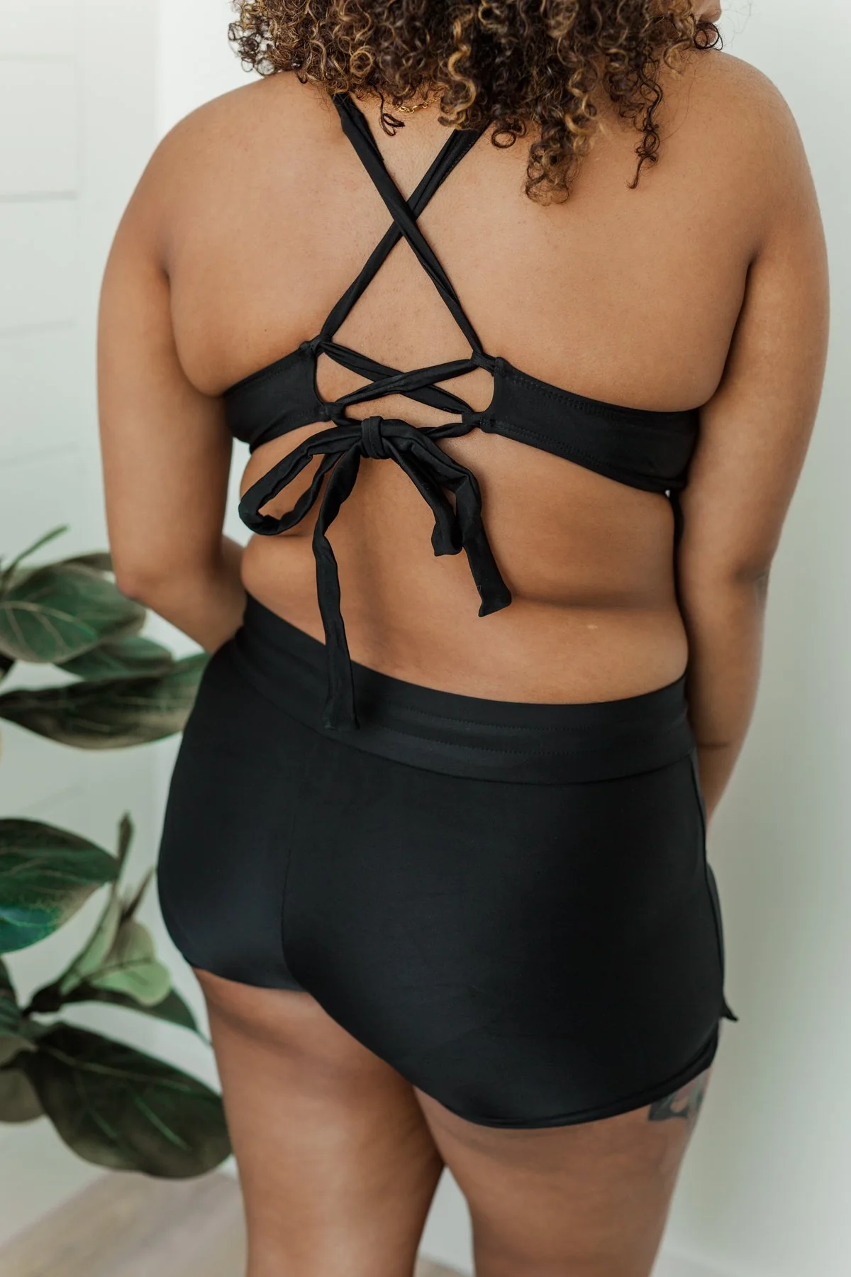 Drawstring Swim Shorts- Solid Black - Image 9