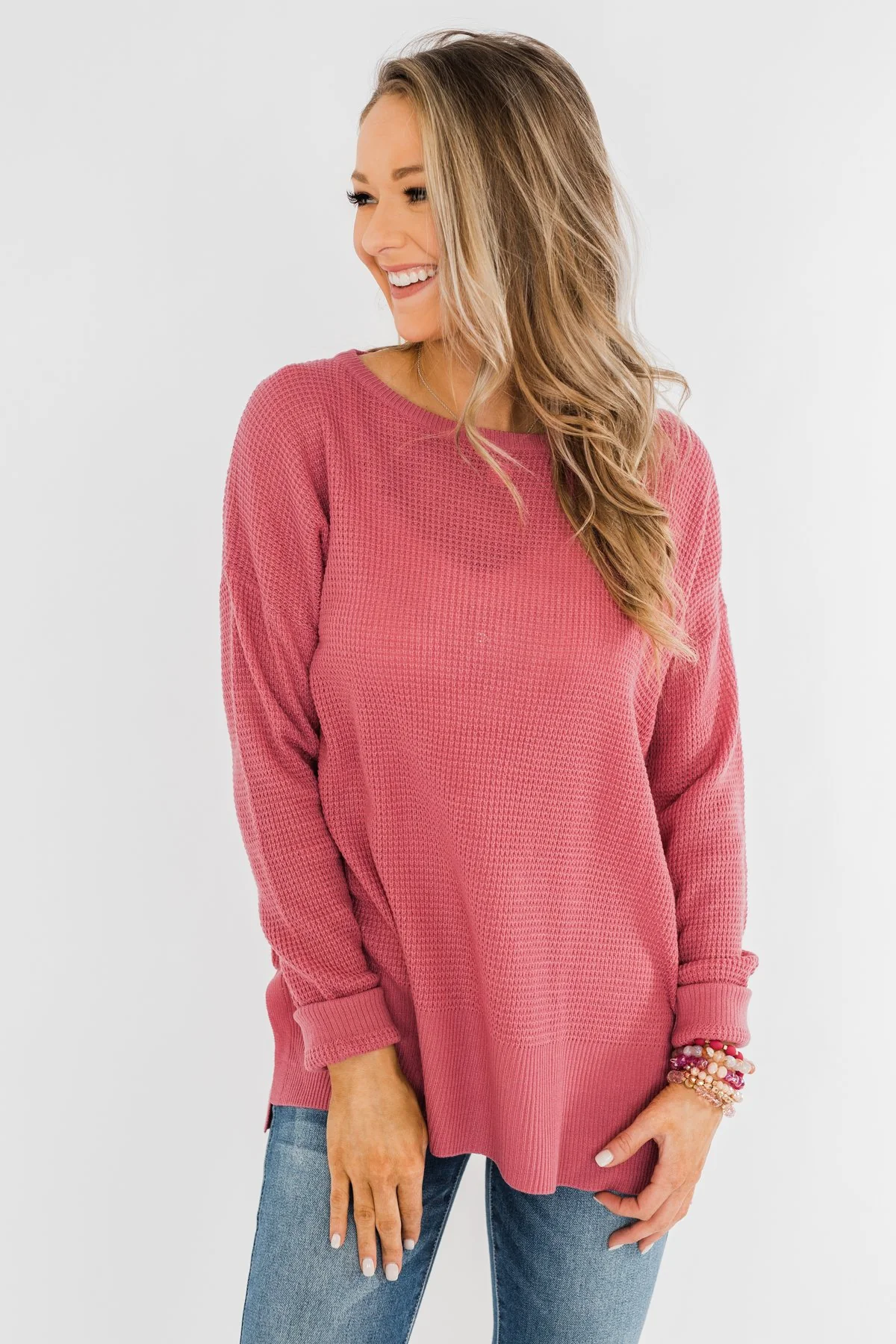 Dream About Us Knit Sweater- Lipstick Pink - Image 4