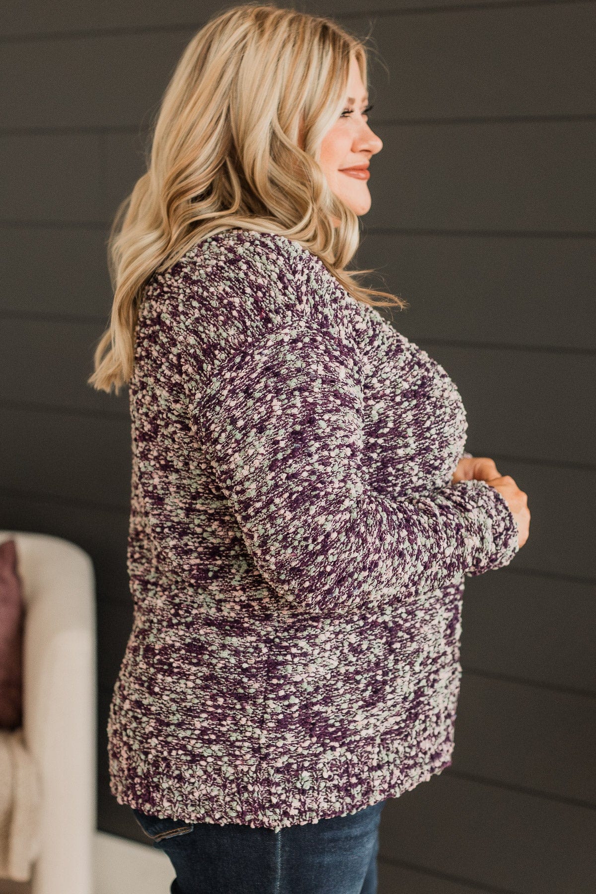Dream All Day Popcorn Sweater- Deep Plum - Image 6