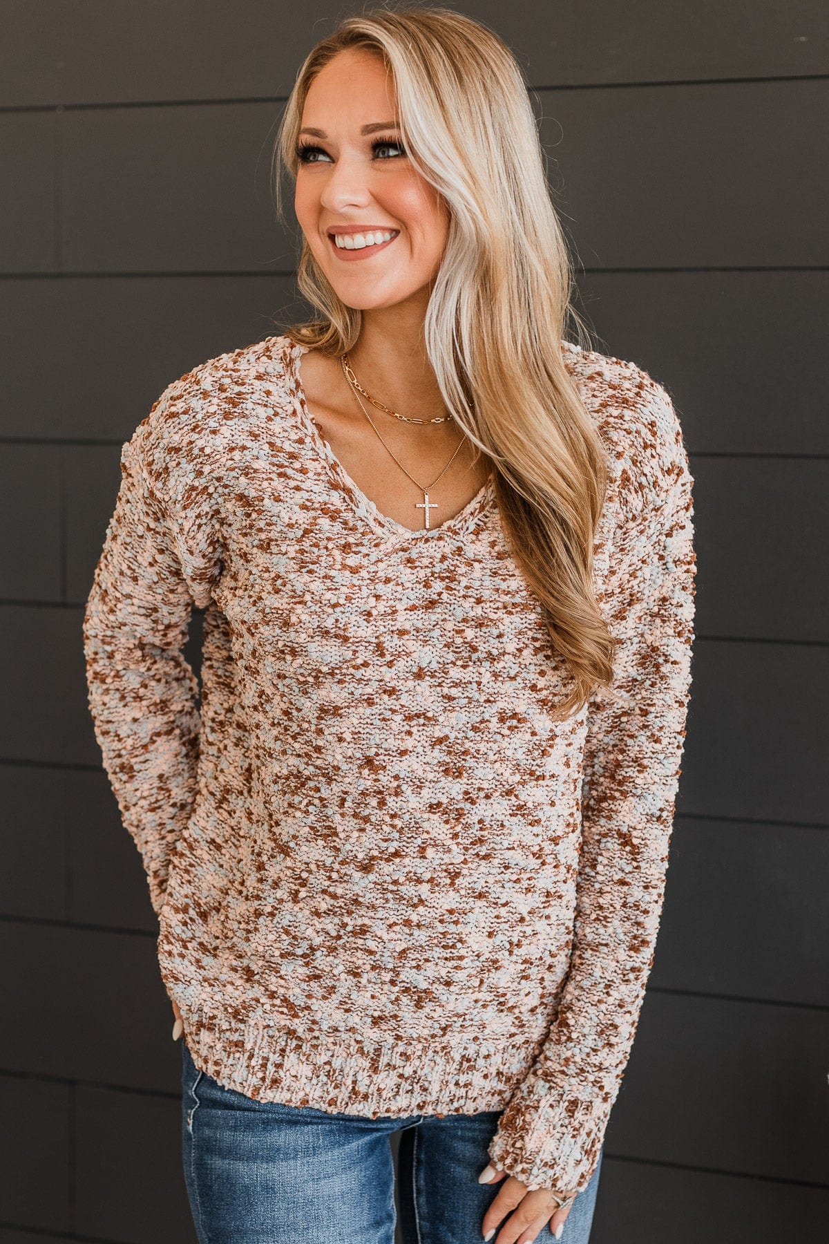Dream All Day Popcorn Sweater- Mocha - Image 2