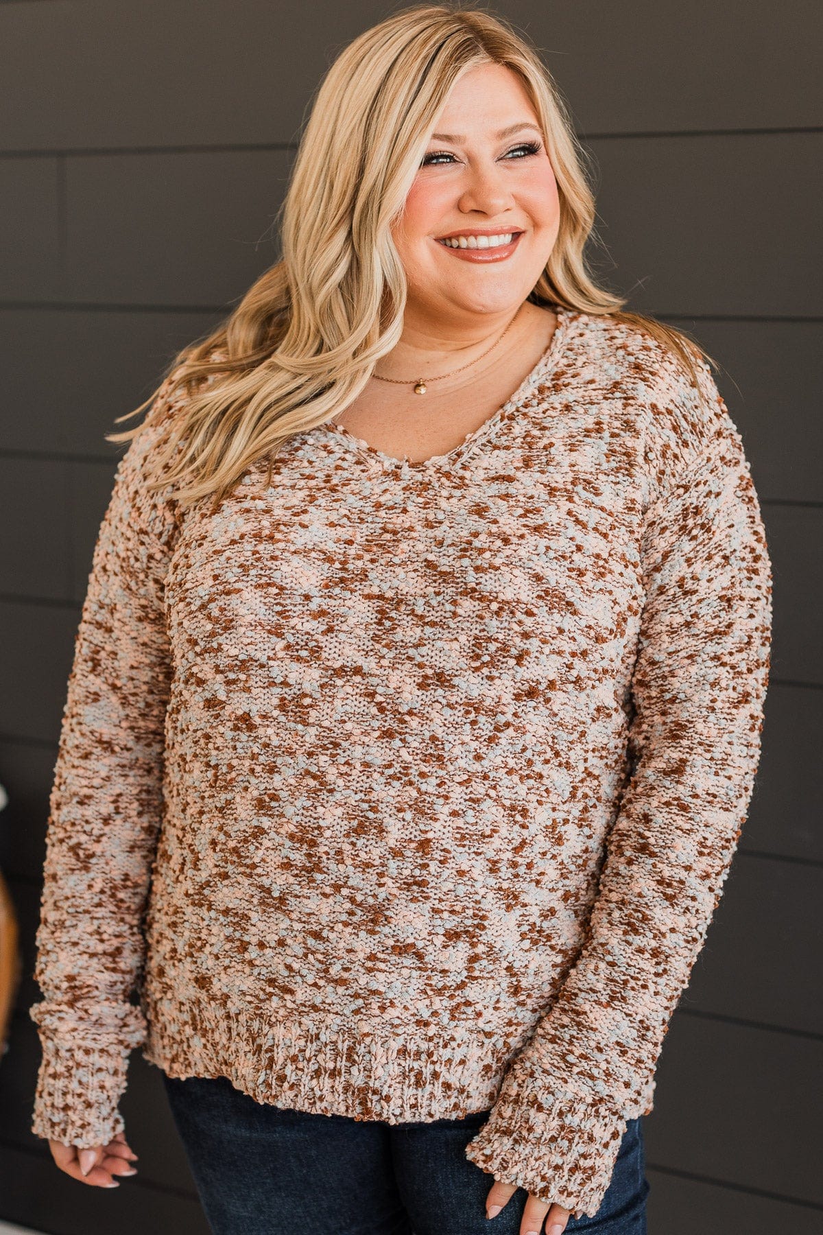 Dream All Day Popcorn Sweater- Mocha - Image 3